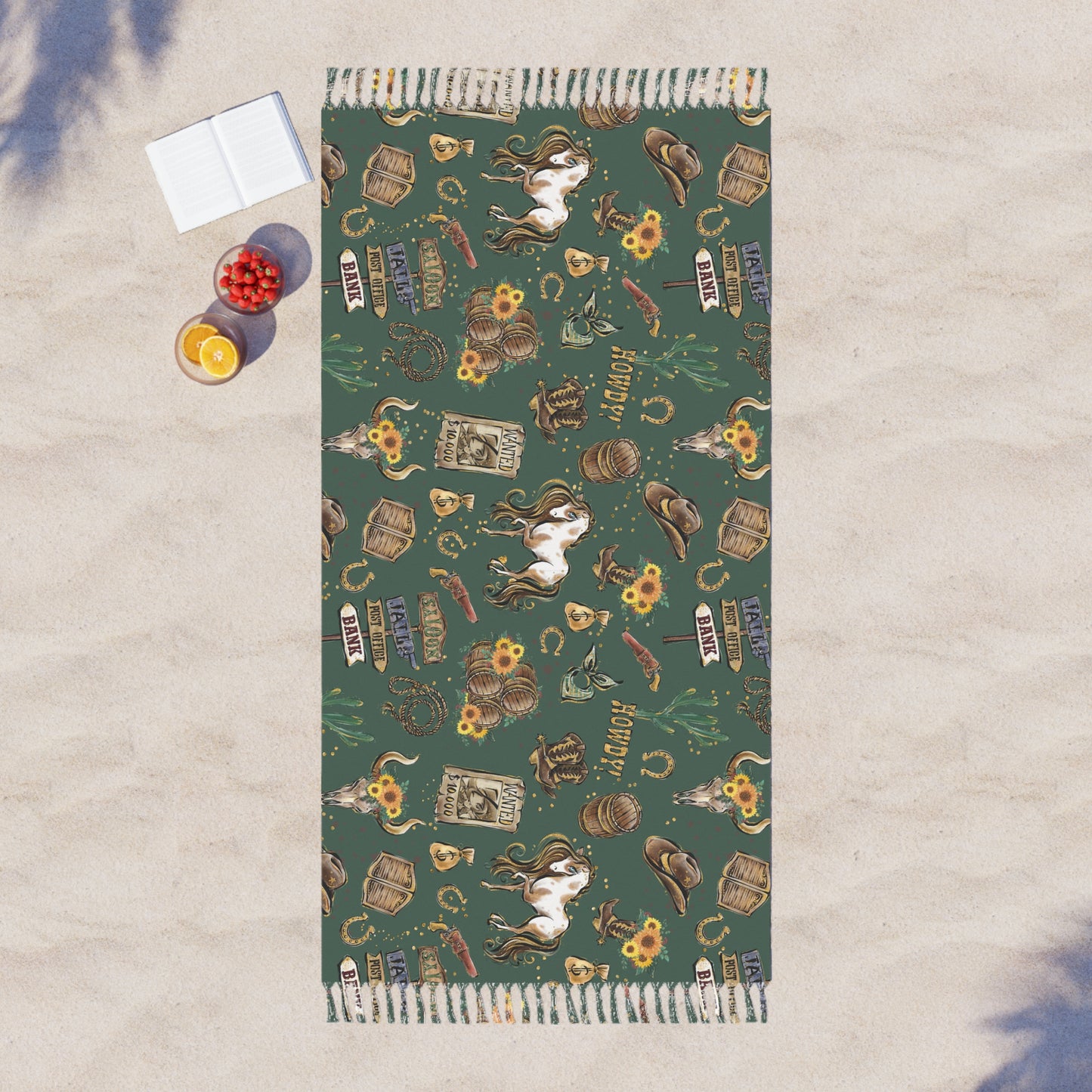 Boho Beach Towel, Cowboy