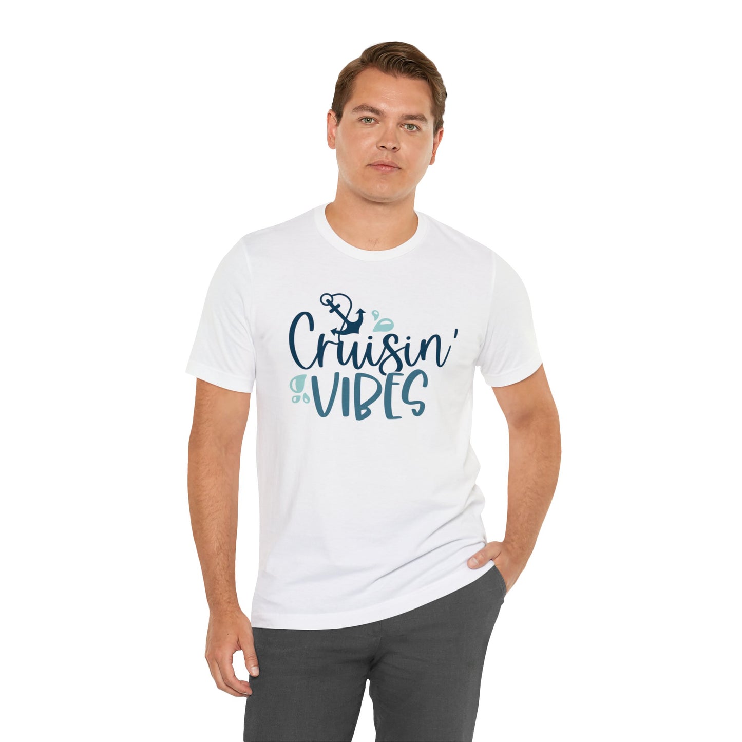 Unisex Cruise Vibes Jersey T-Shirt, Short Sleeve, Cruise TShirt, Cruisin'n Vibes 100% Cotton, Light Fabric 142 g/m²