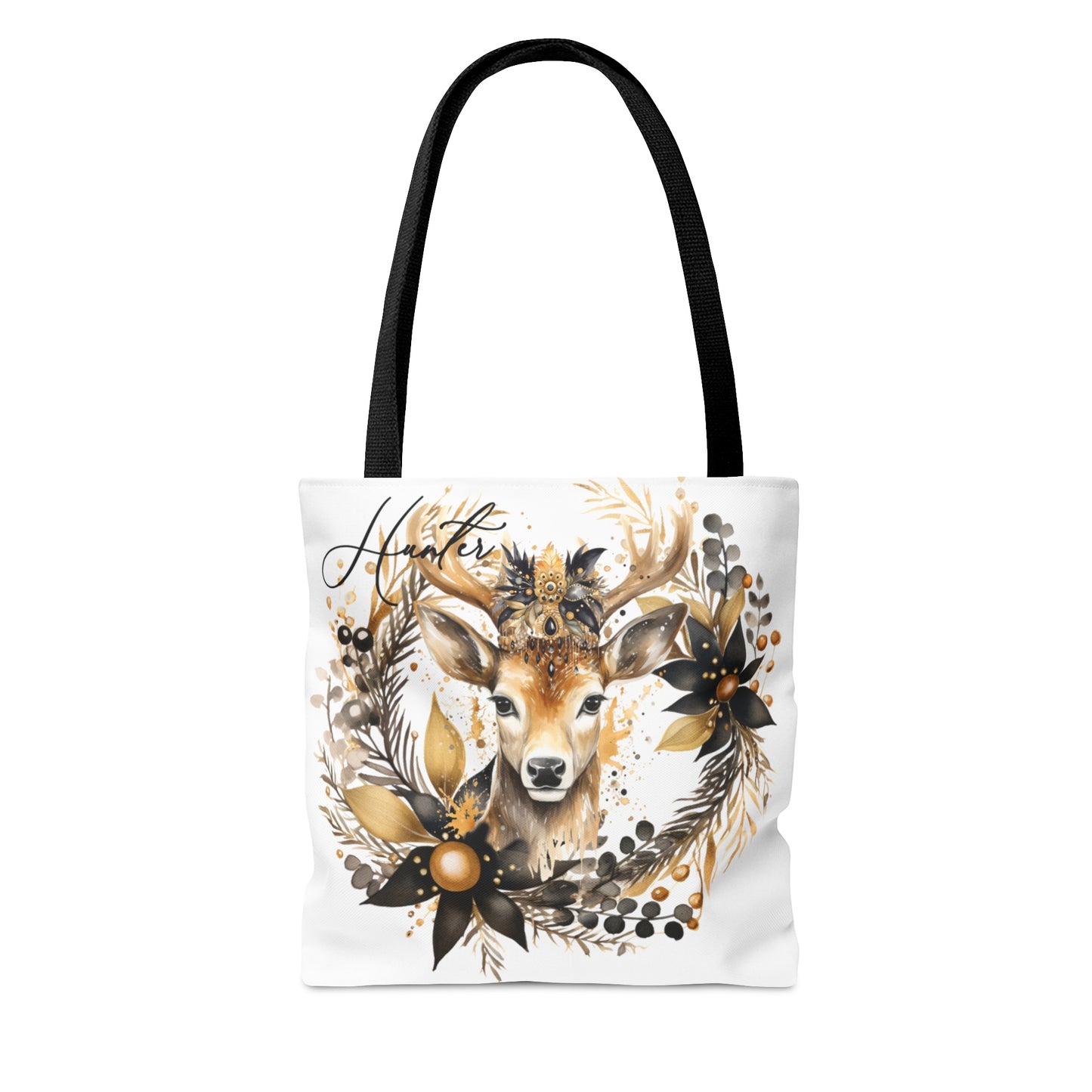 Personalised Tote Bag, Black & Gold Reindeer bag, Christmas Tote Bag, Floral and Non-Floral Personalised/Non-Personalised