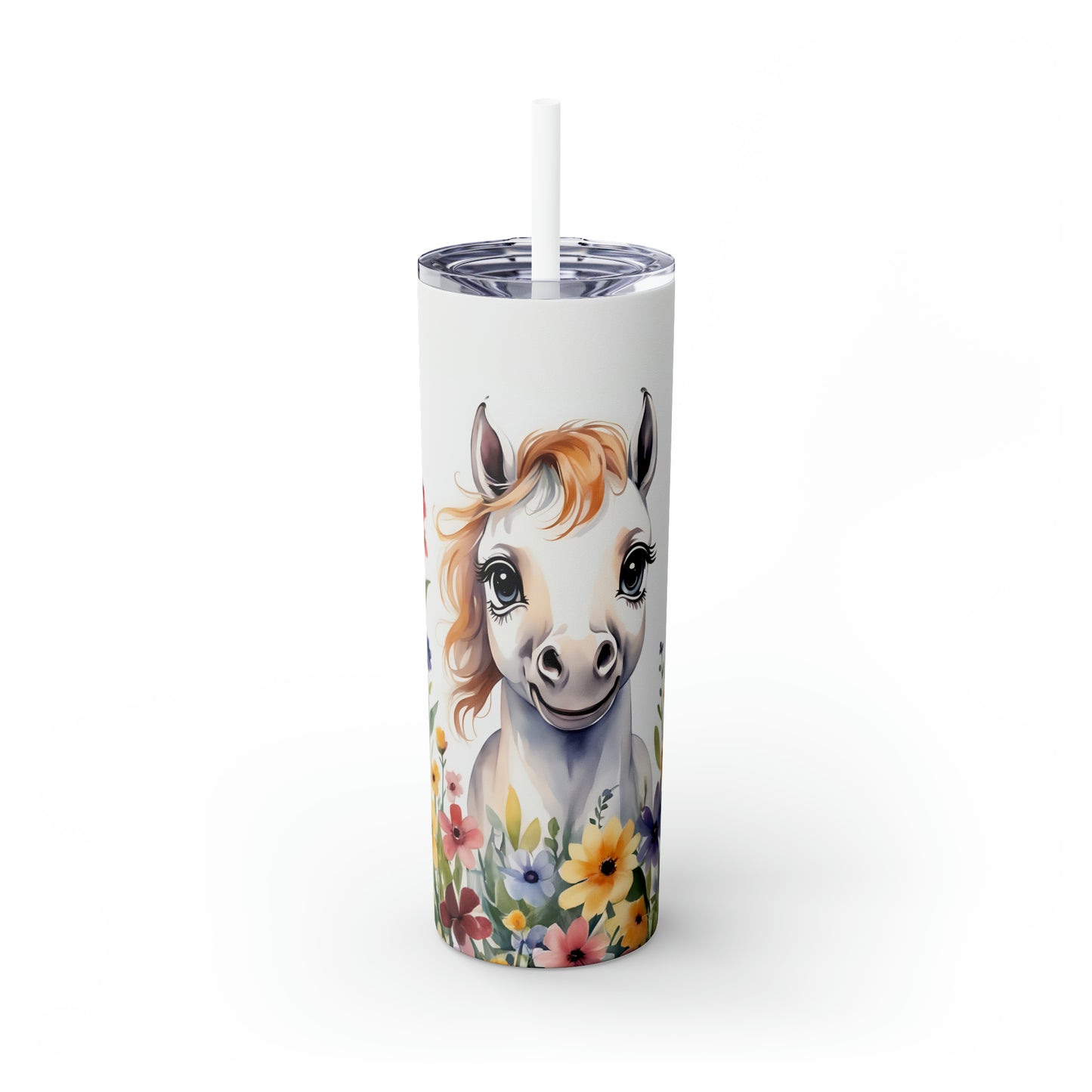 Skinny Tumbler with Straw, 20oz Horse, awd-304