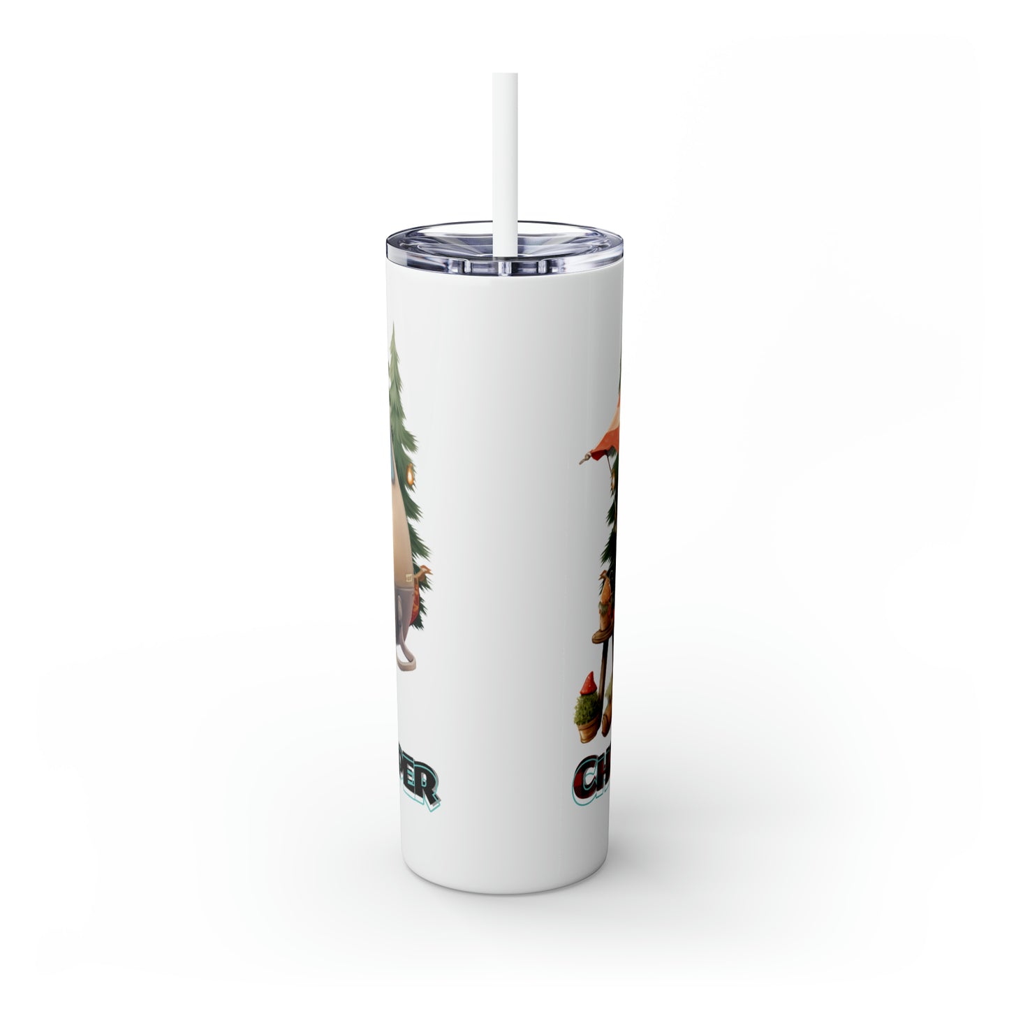 Skinny Tumbler with Straw, 20oz, Christmas Camper, awd-819