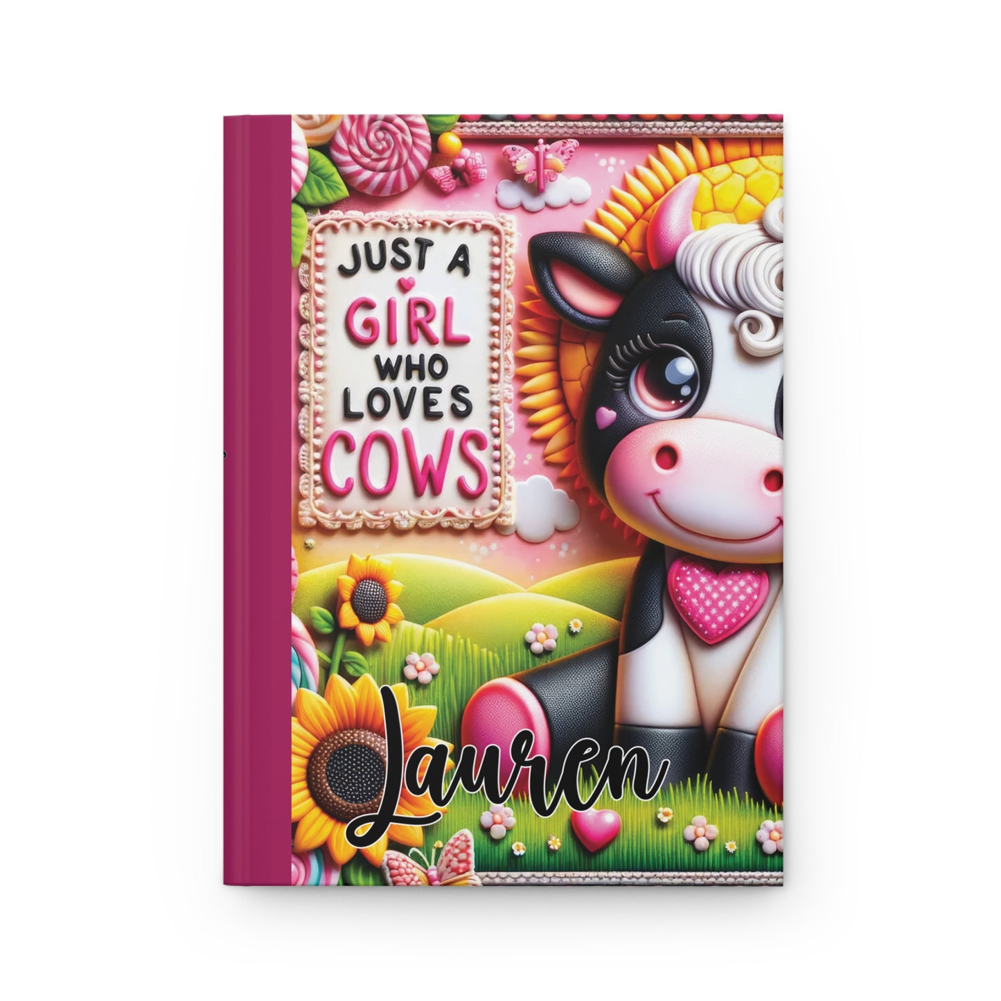 Personalised Hardcover Journal Matte, Just a Girl who Loves Cows, awd-1801