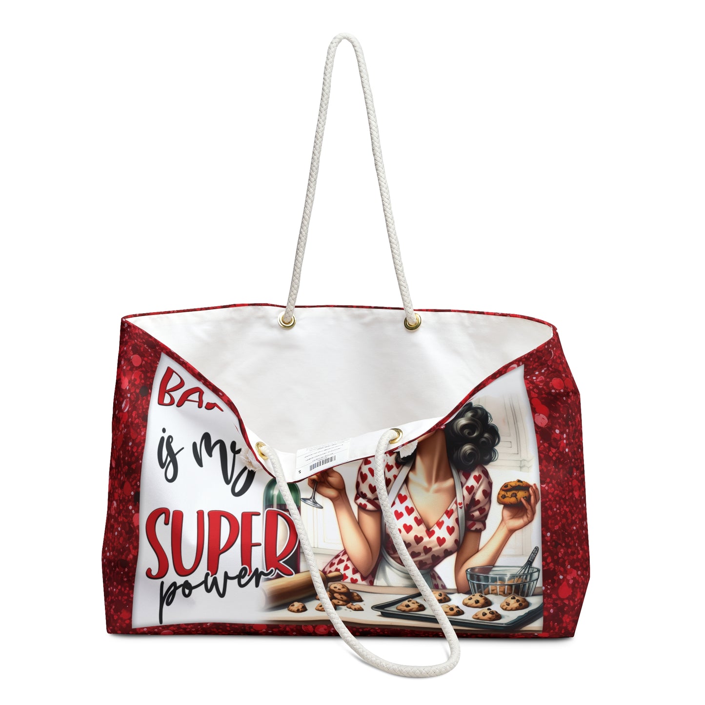 Personalised/Non-Personalised Weekender Bag, Baking Is my Super Power, Large Weekender Bag, Beach Bag, Book Bag