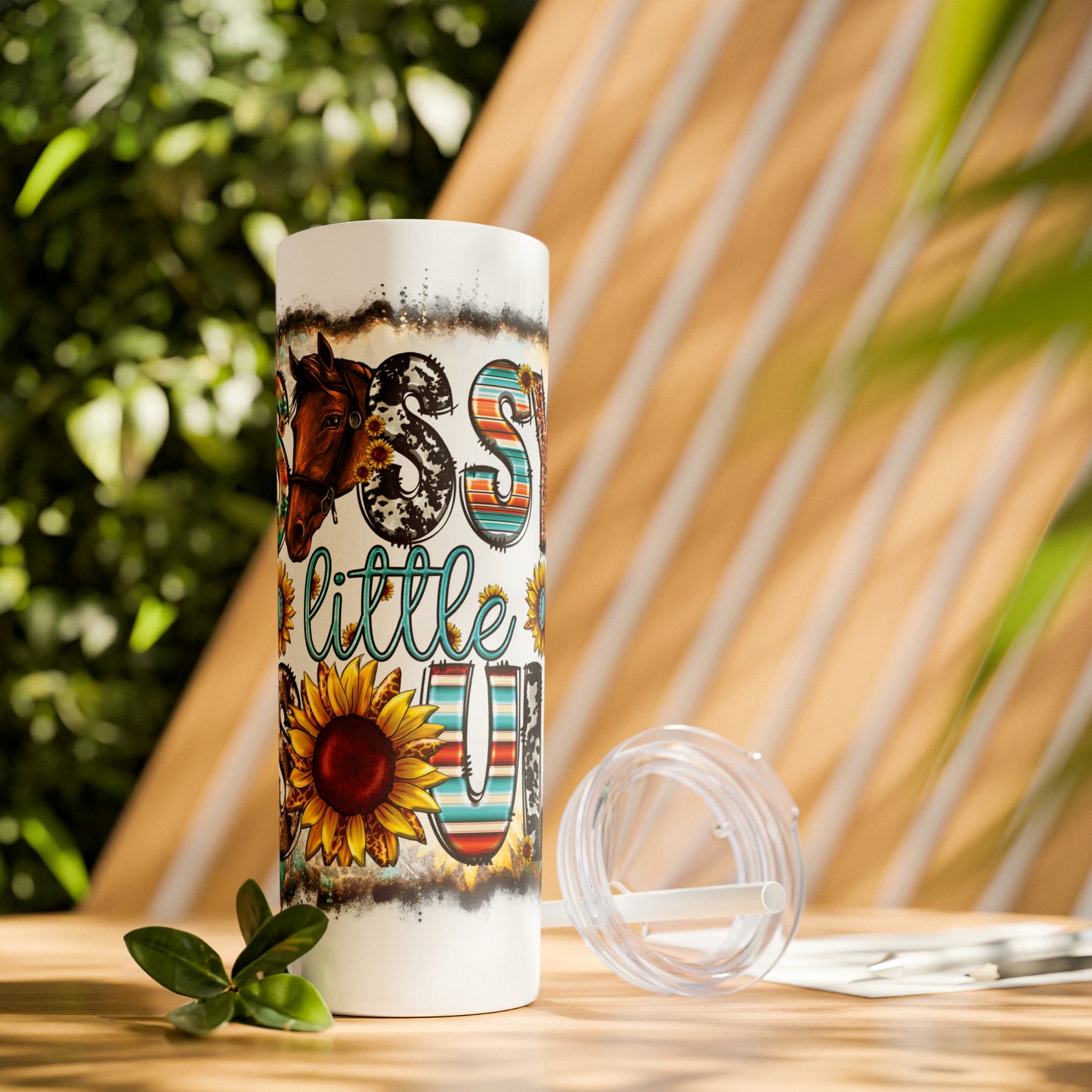 Skinny Tumbler with Straw, 20oz, Sunflowers, Western, Quote, Sassy Little Soul