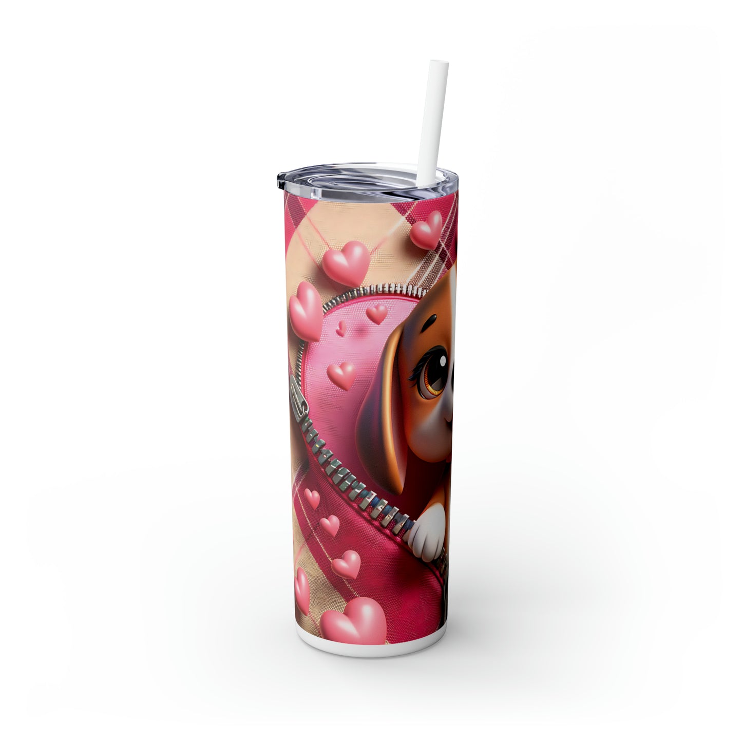 Skinny Tumbler with Straw, 20oz, Dog, Valentines Day, awd-1135