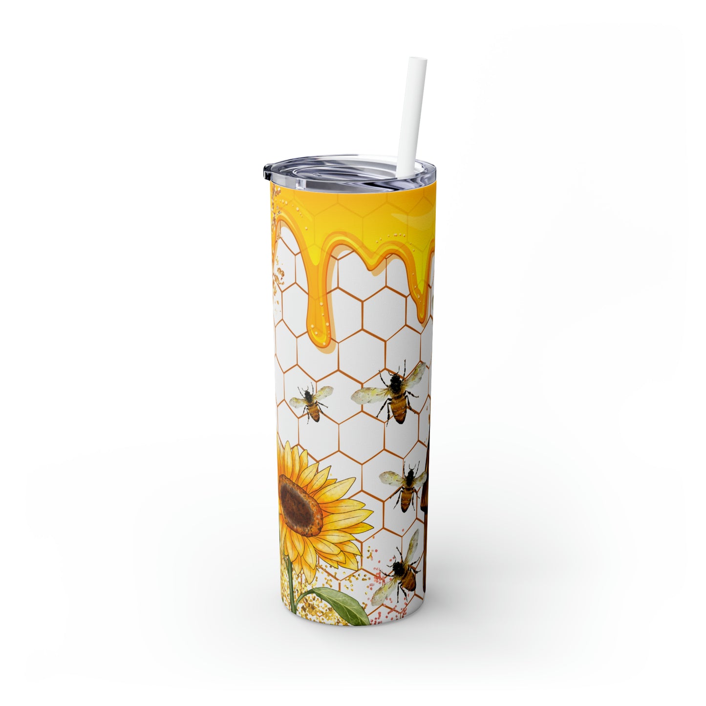 Skinny Tumbler with Straw, 20oz, Bee