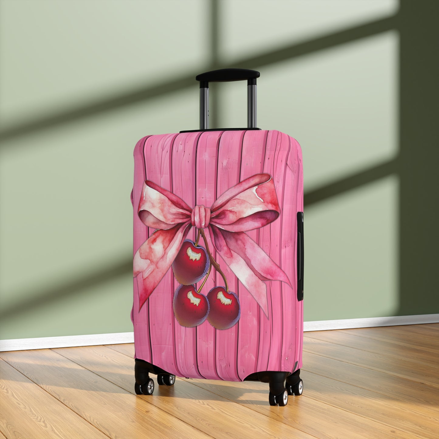 Luggage Cover, Rockabilly, Coquette, Pink, Cherries and Ribbon, awd-2503