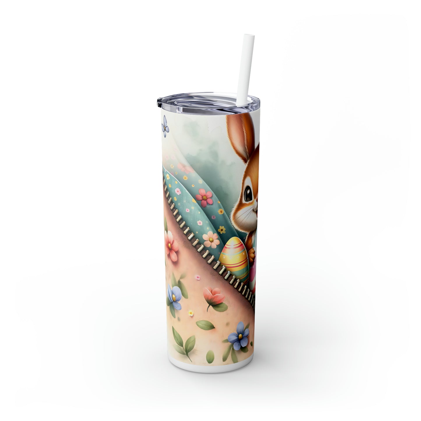 Skinny Tumbler with Straw, 20oz, Easter, Rabbit, awd-1275