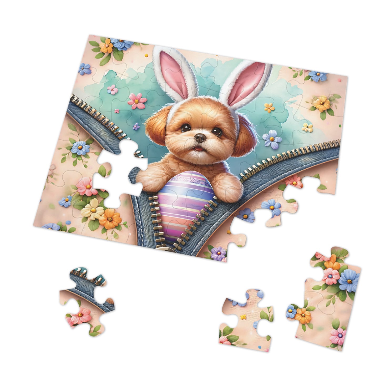 Jigsaw Puzzle, Easter, Dog with Bunny Ears, Personalised/Non-Personalised (30, 110, 252, 500,1000-Piece) Awd-1309