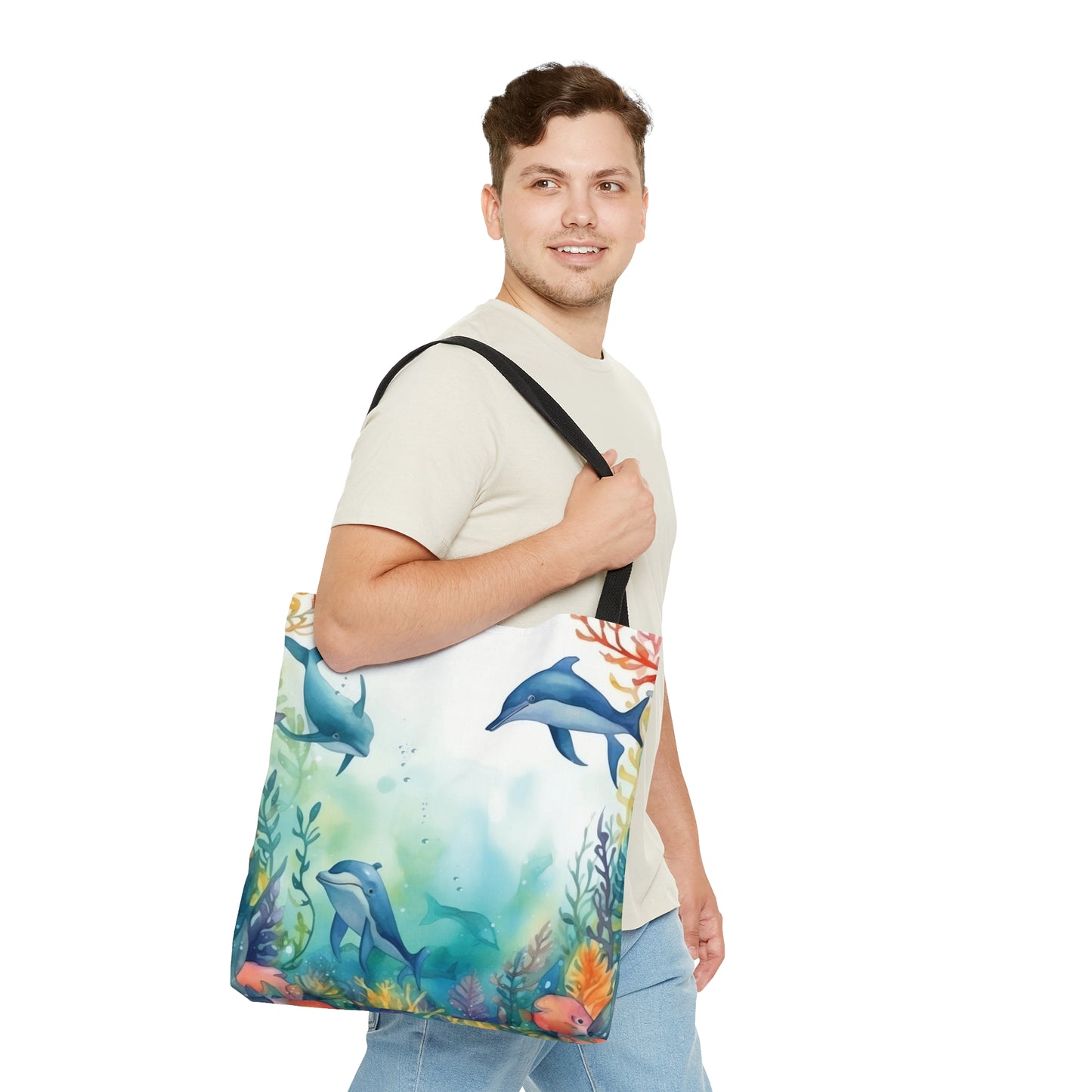 Tote Bag, Nautical Dolphin bag, Beach Tote Bag