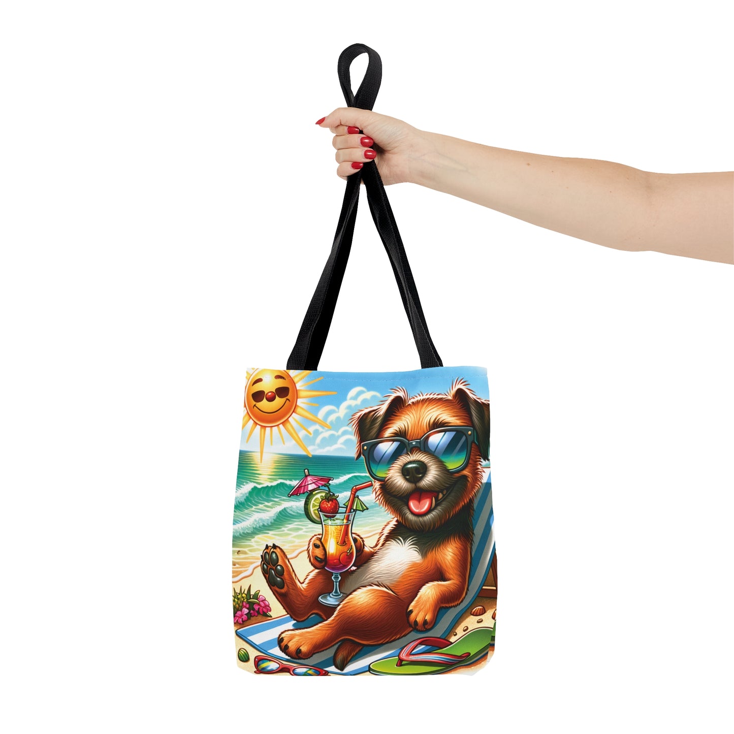 Tote Bag, Dog on Beach, Border Terrier, Tote bag, awd-1104