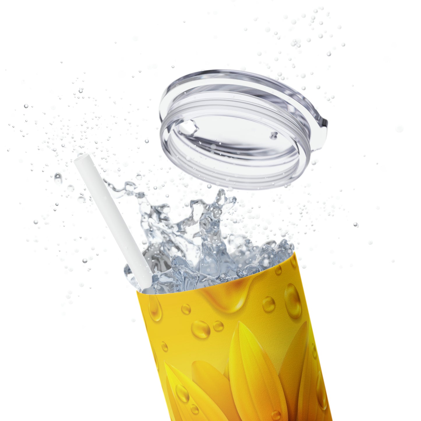 Skinny Tumbler with Straw, 20oz, Sunflower