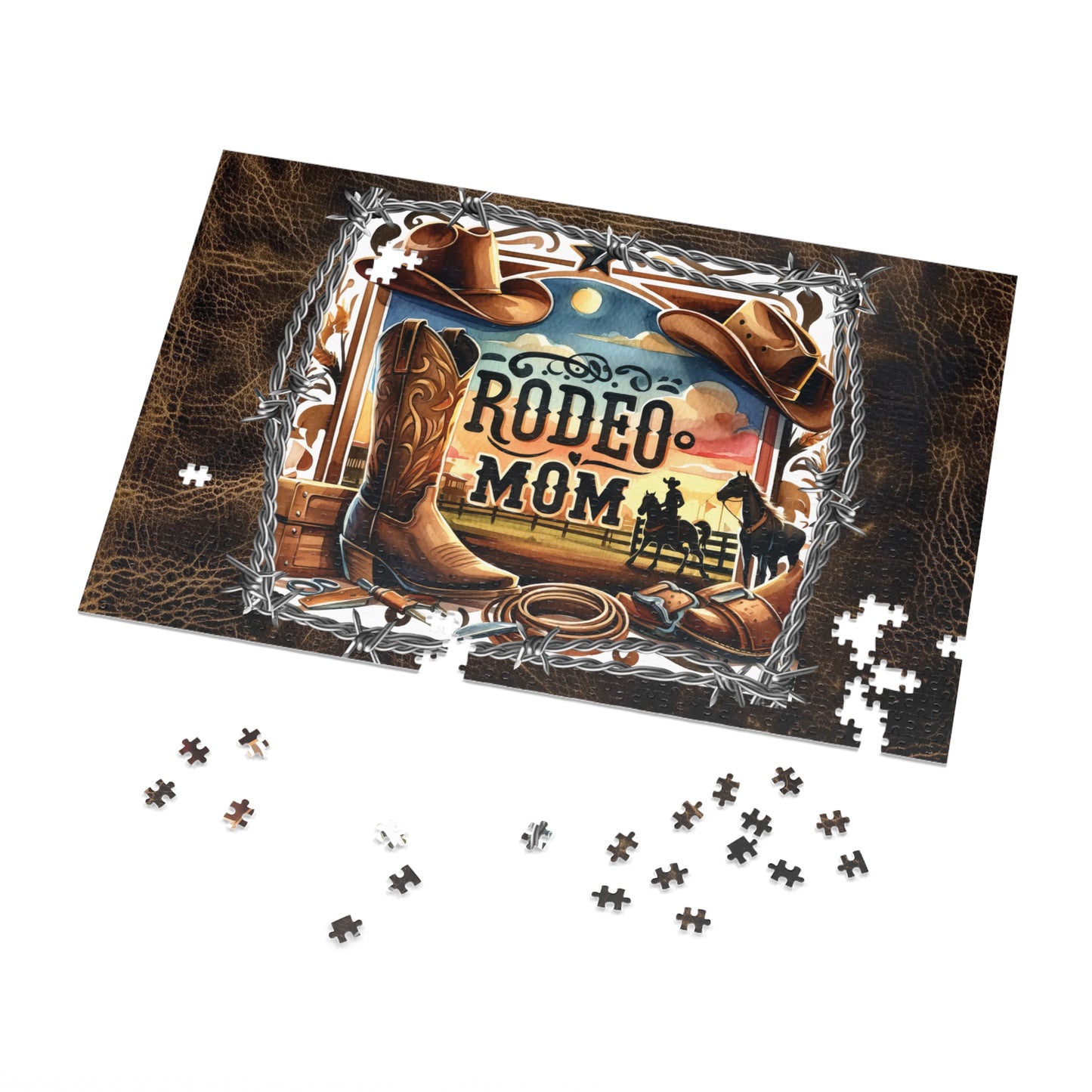 Puzzle, Western, Rodeo Mom, Personalised/Non-Personalised (30, 110, 252, 500,1000-Piece) awd-611