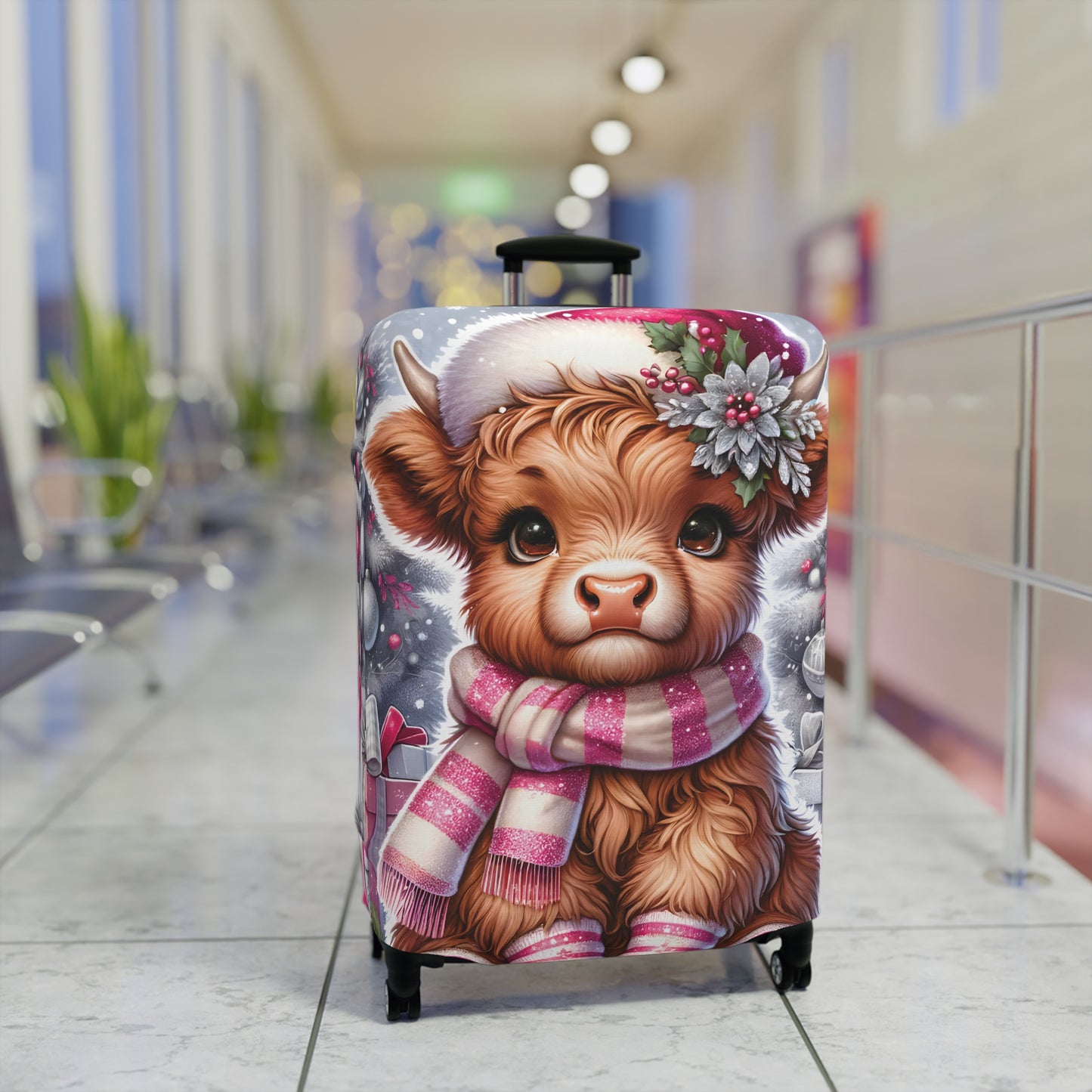 Luggage Cover, Christmas, Highland Cow, awd-1351