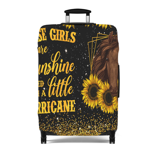 Luggage Cover, Sunflowers, Horse, Horse Girls are Sunshine mixed with a little Hurricane , awd-1687