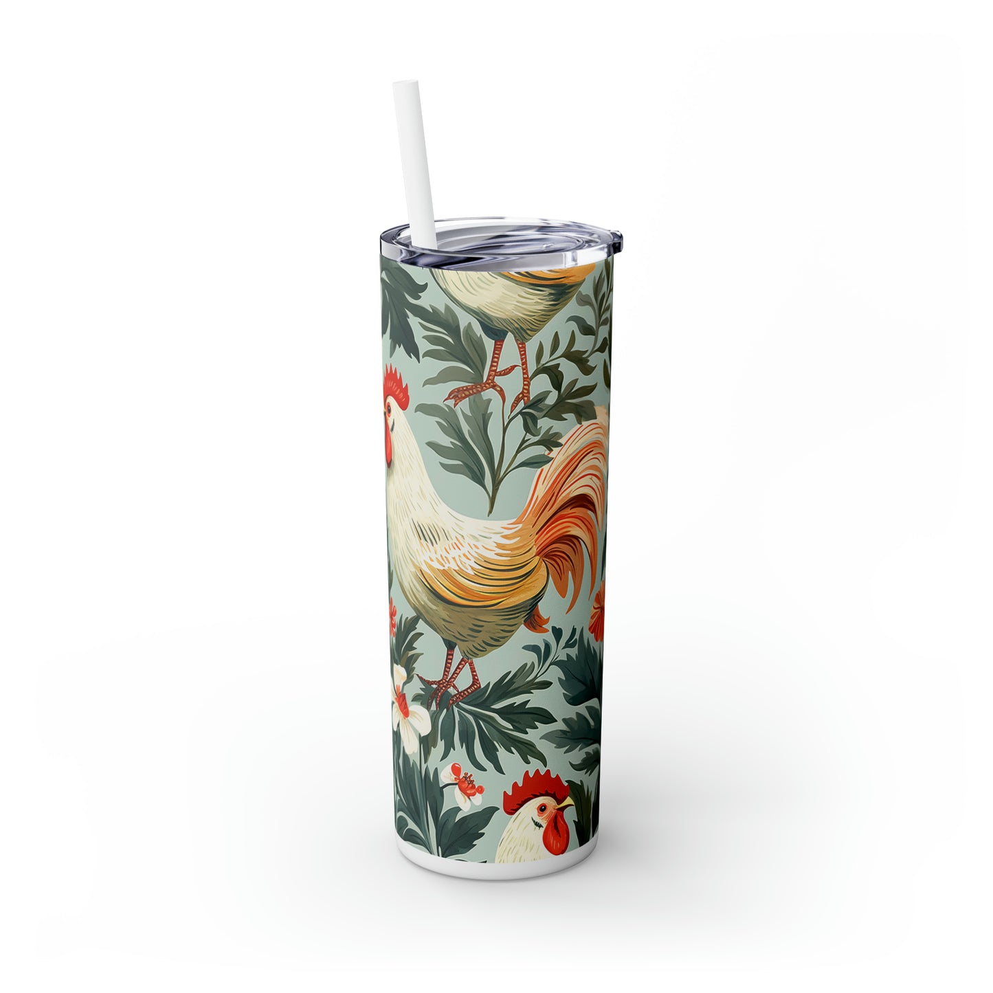 Skinny Tumbler with Straw, 20oz, Rooster