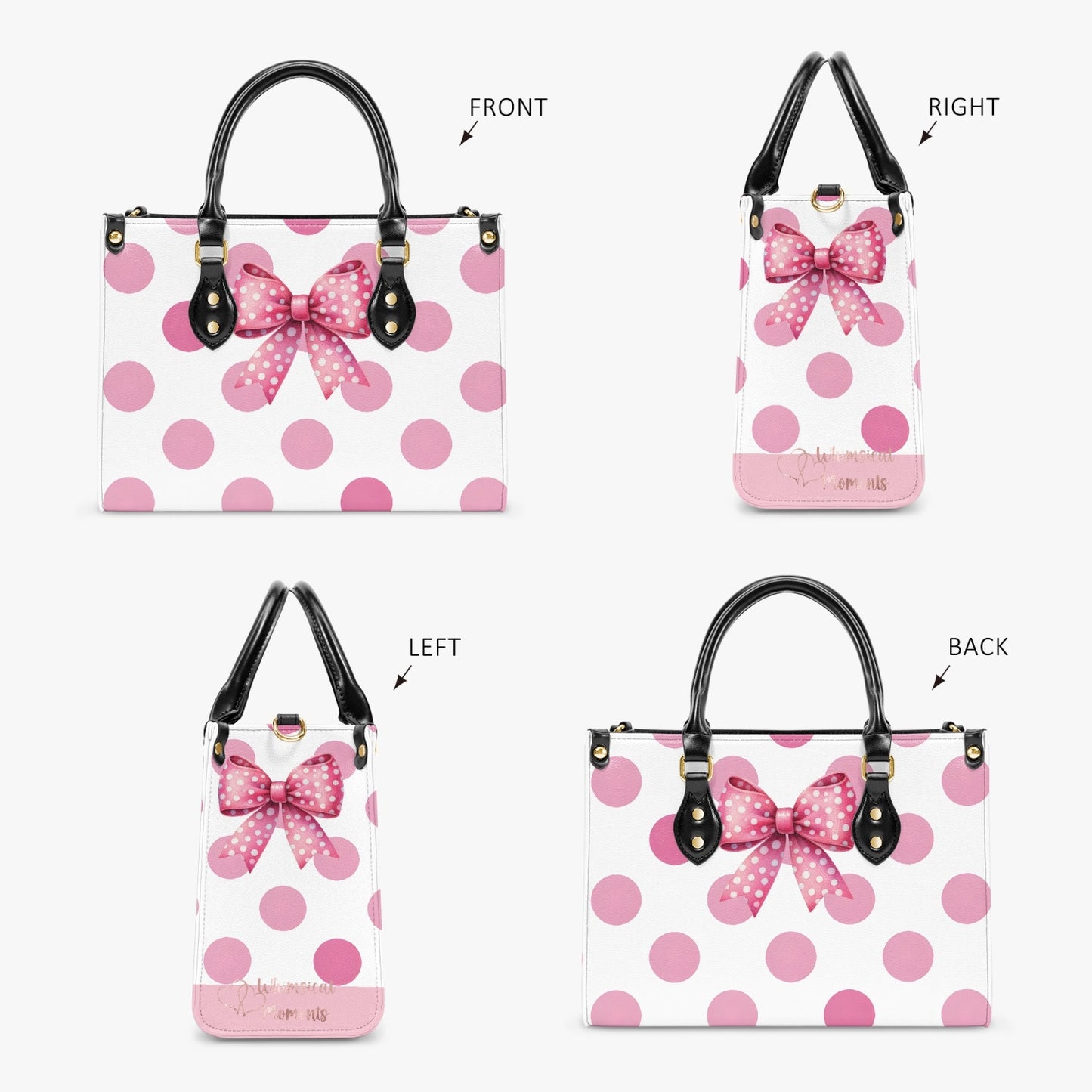 Women's Tote Bag - Rockabilly - Pink Large Polka Dots