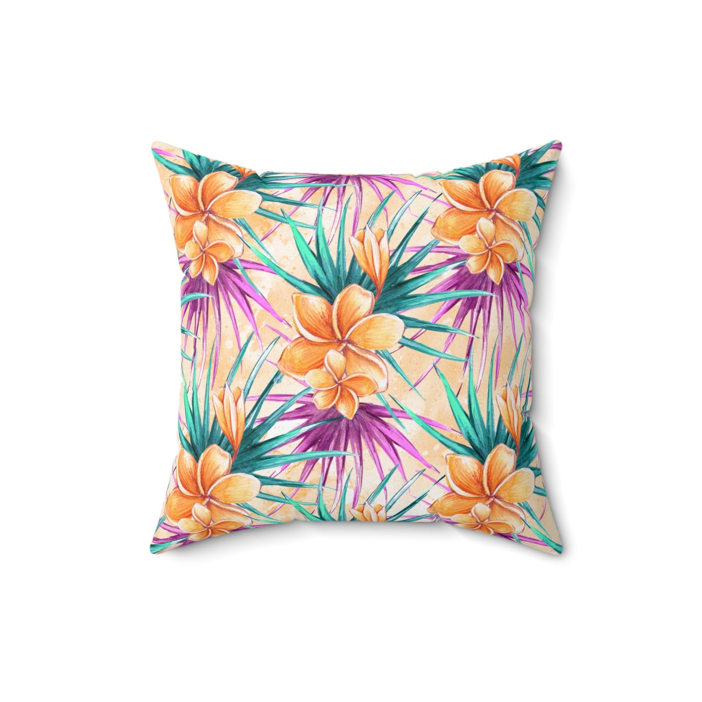 Spun Polyester Square Pillow, Hibiscus Cushion