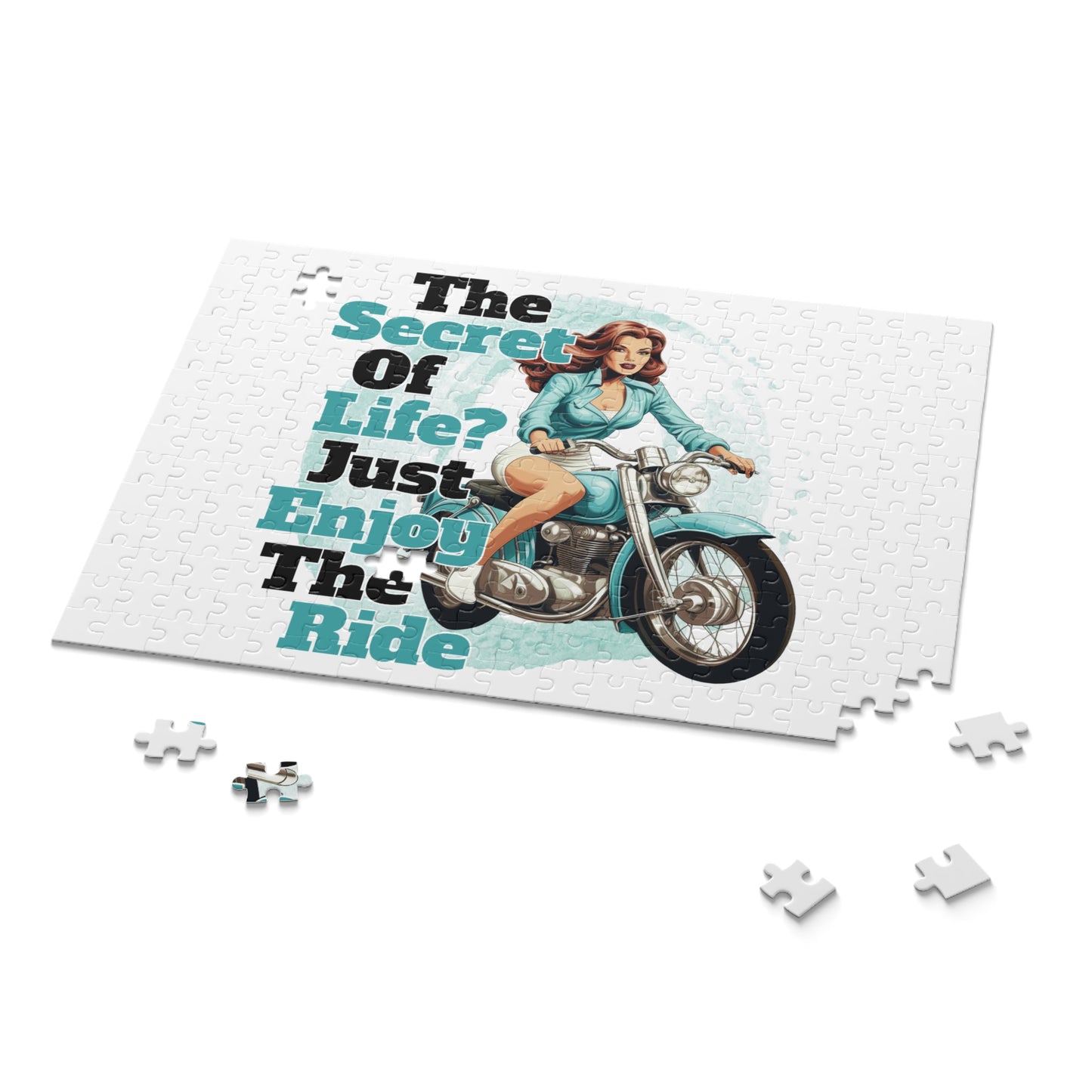 Personalised/Non-Personalised Puzzle, Motorbike, The Secret of Life, Just enjoy the Ride (120, 252, 500-Piece)