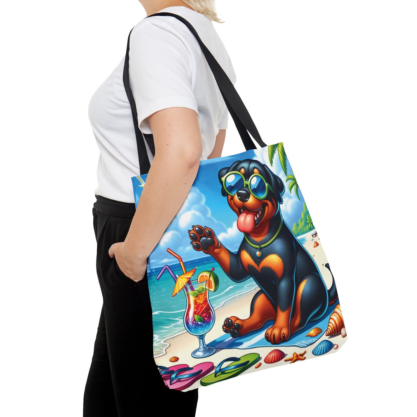 Tote Bag, Dog on Beach, Rottweiler, Tote bag, awd-1237