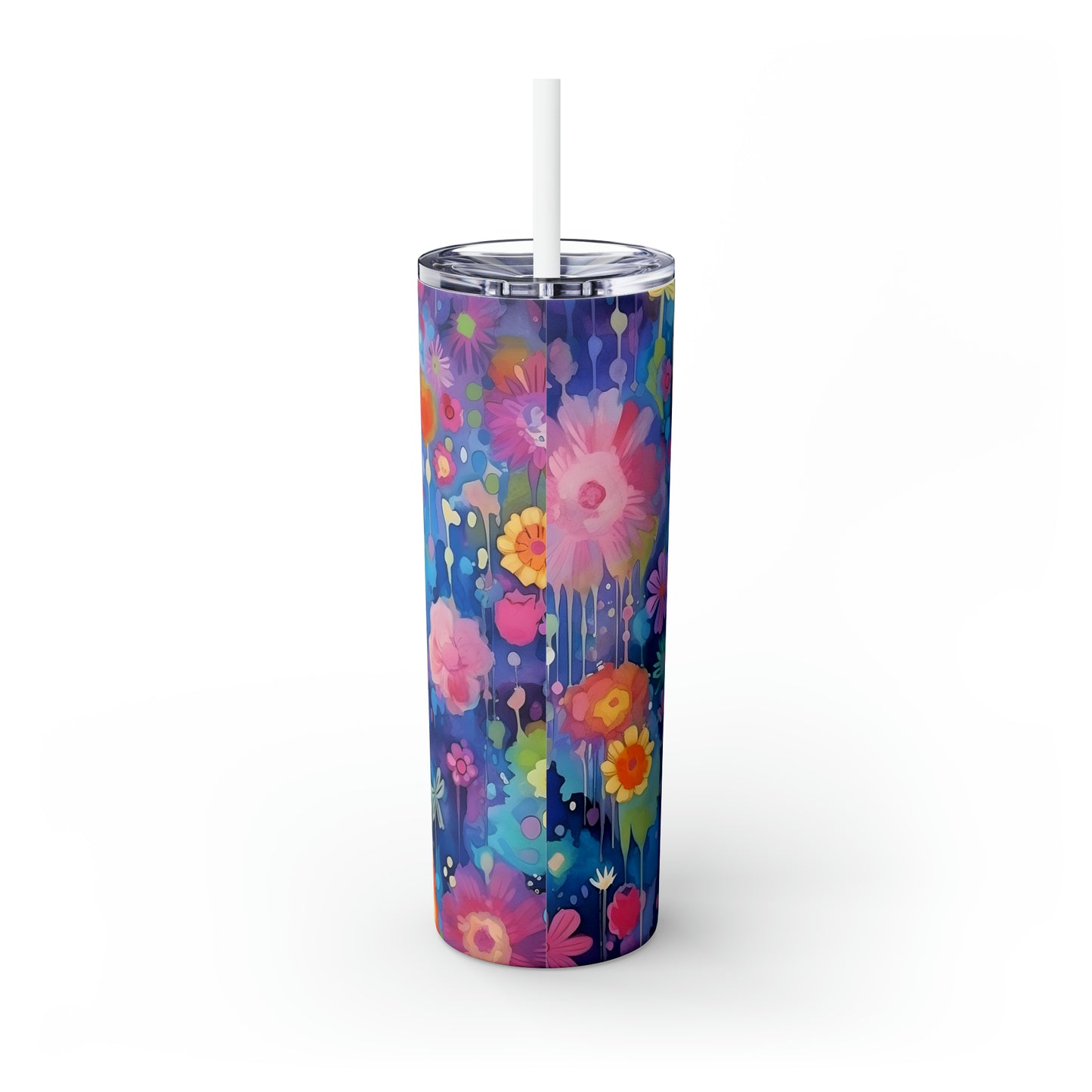 Skinny Tumbler with Straw, 20oz, Llama