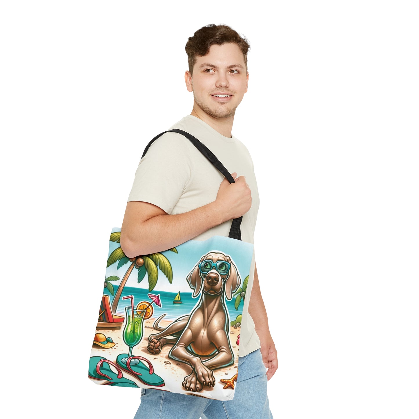 Tote Bag, Dog on Beach, Weimaraner2, Tote bag, awd-1251