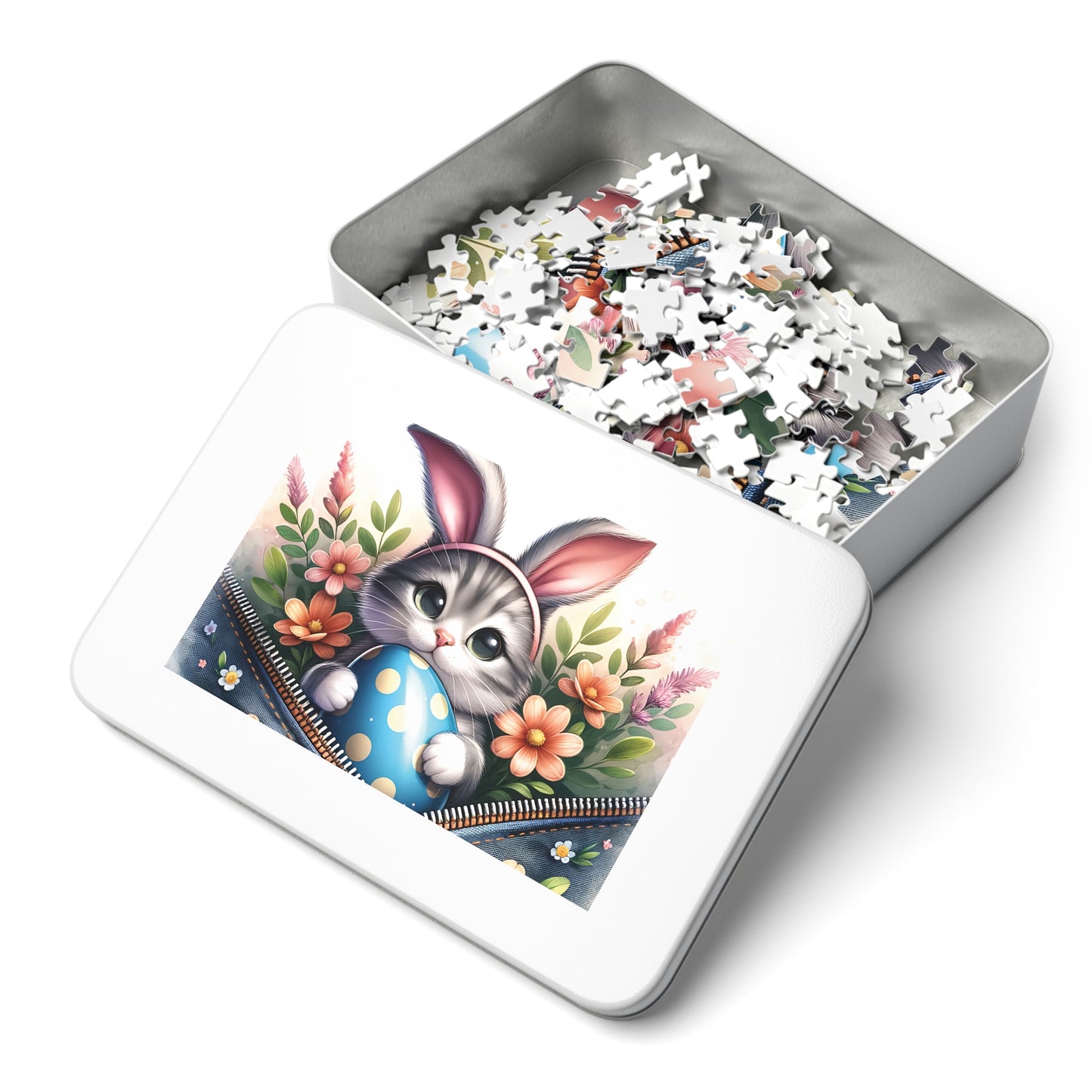 Jigsaw Puzzle, Easter, Cat with Bunny Ears, Personalised/Non-Personalised (30, 110, 252, 500,1000-Piece)