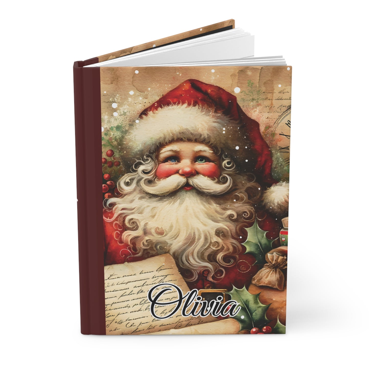 Personalised Hardcover Journal Matte, Christmas, Santa, awd-1480