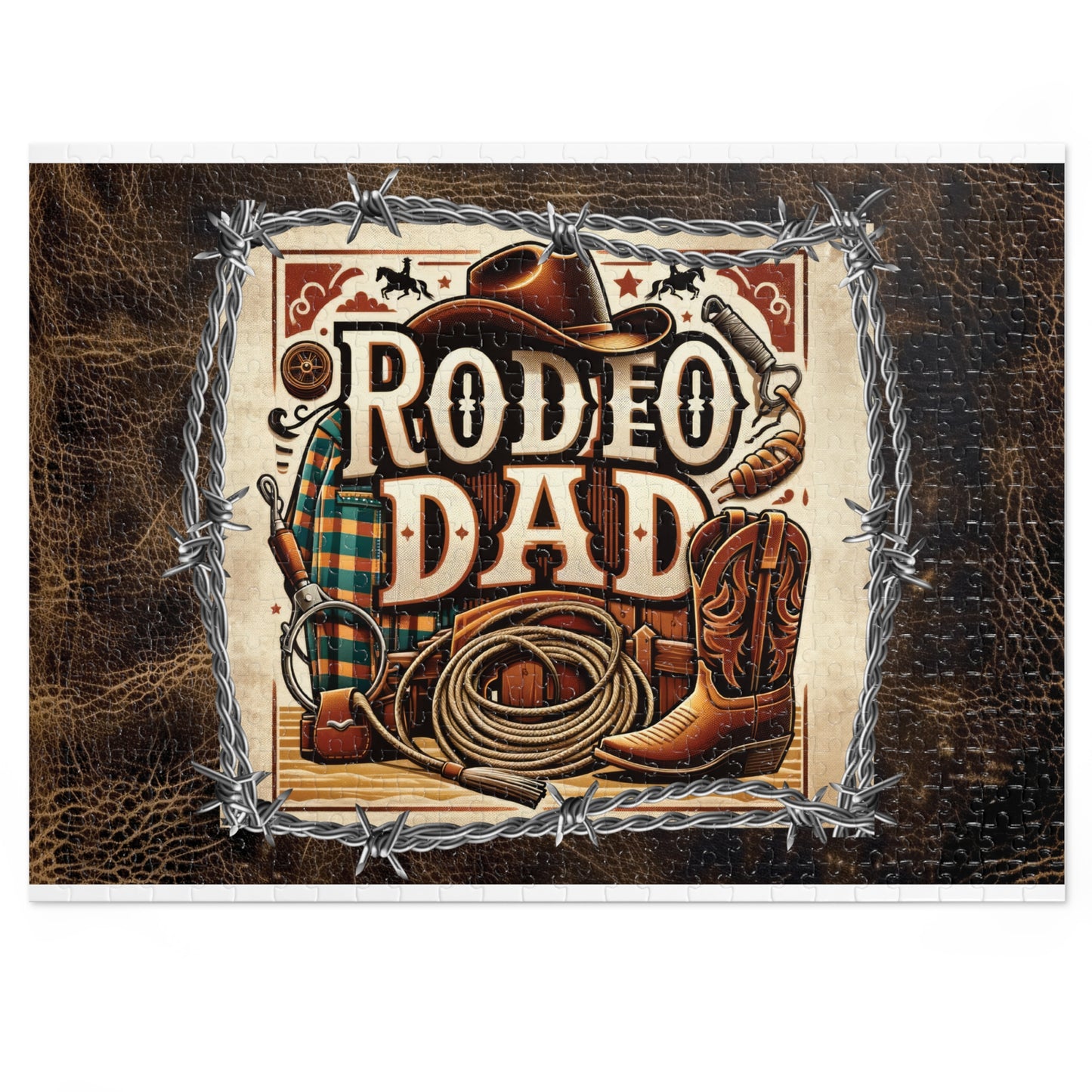 Puzzle, Western, Rodeo Dad, Personalised/Non-Personalised (30, 110, 252, 500,1000-Piece) awd-610