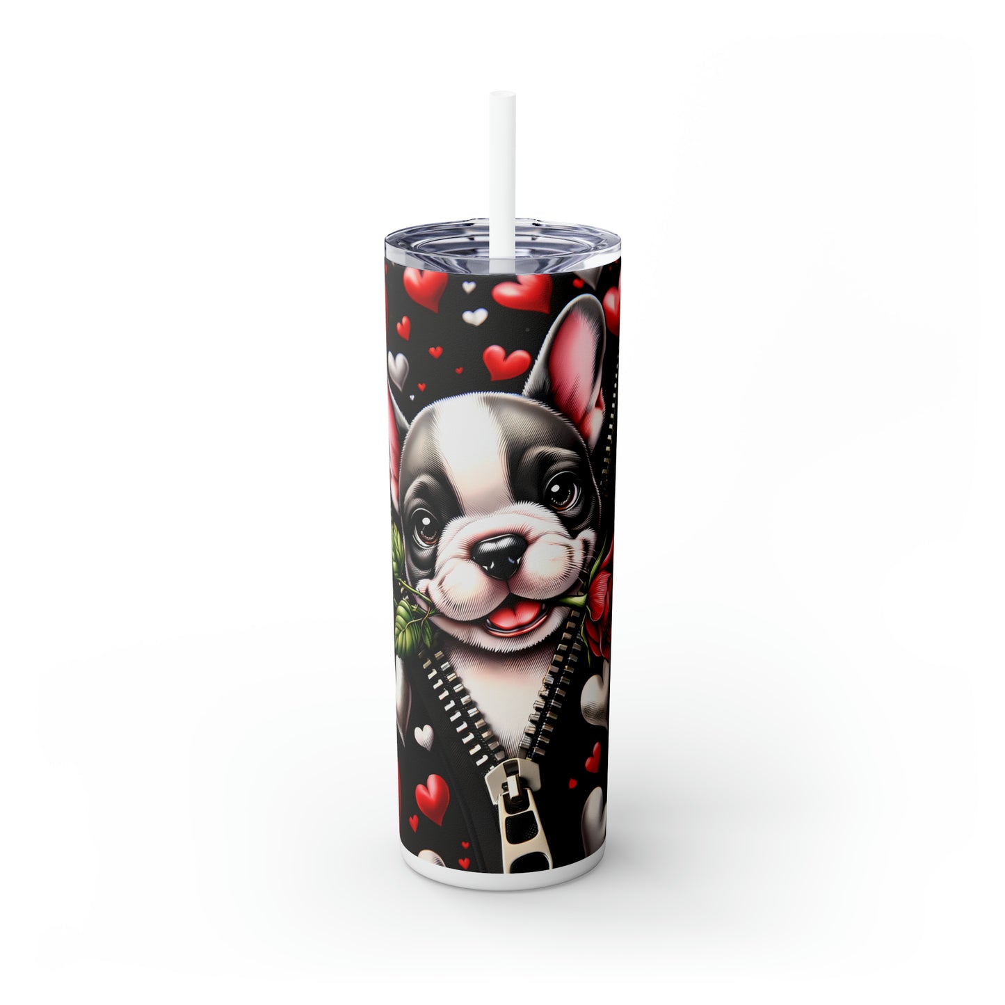 Skinny Tumbler with Straw, 20oz, Dog, Valentines Day, awd-918