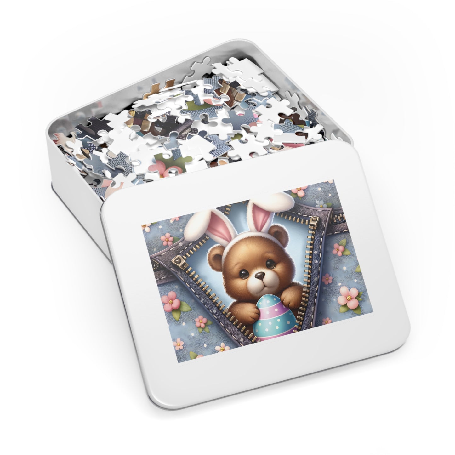 Jigsaw Puzzle, Easter, Bear with Bunny Ears, Personalised/Non-Personalised (30, 110, 252, 500,1000-Piece)