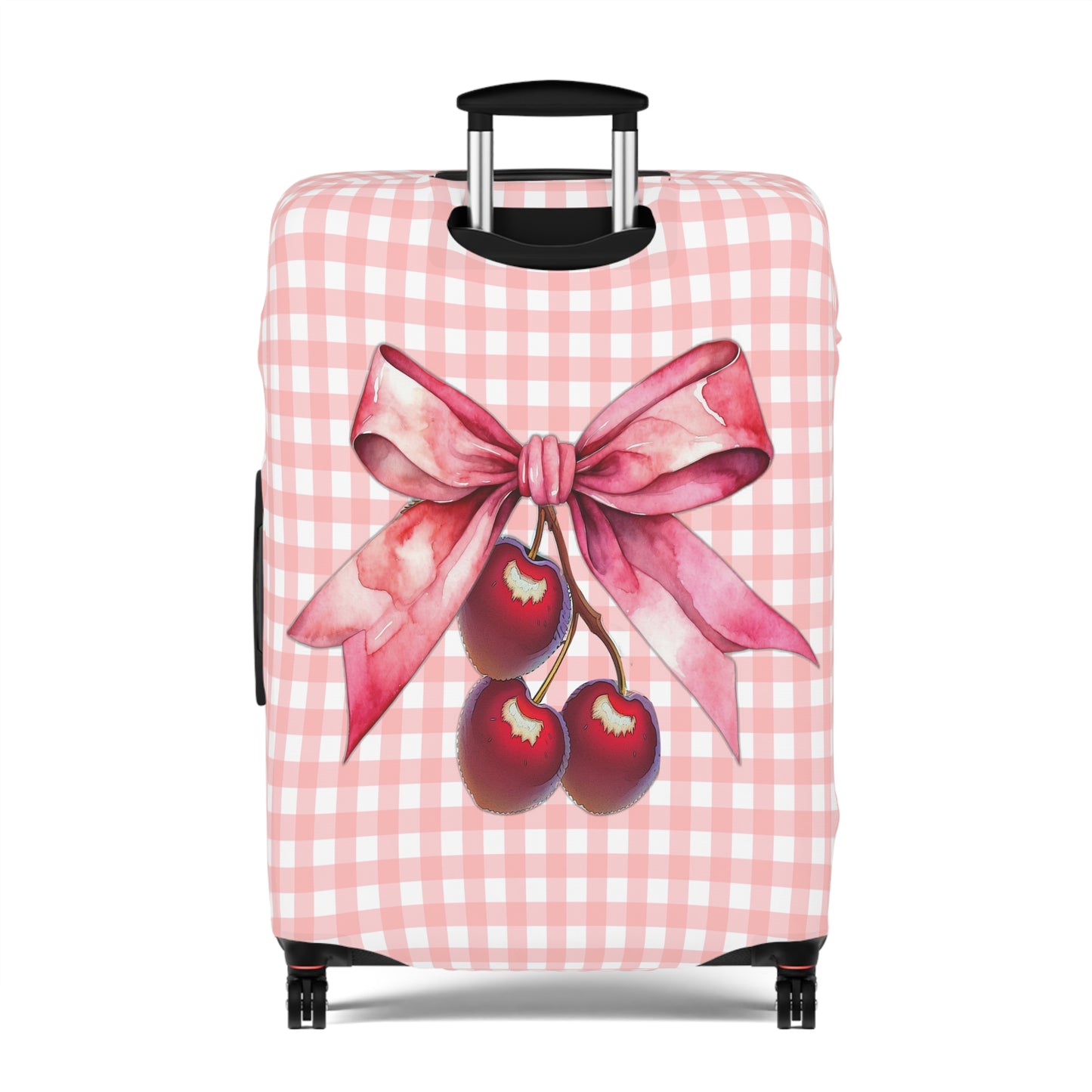 Luggage Cover, Rockabilly, Coquette, Pink Gingham, Cherries and Ribbon, awd-2508