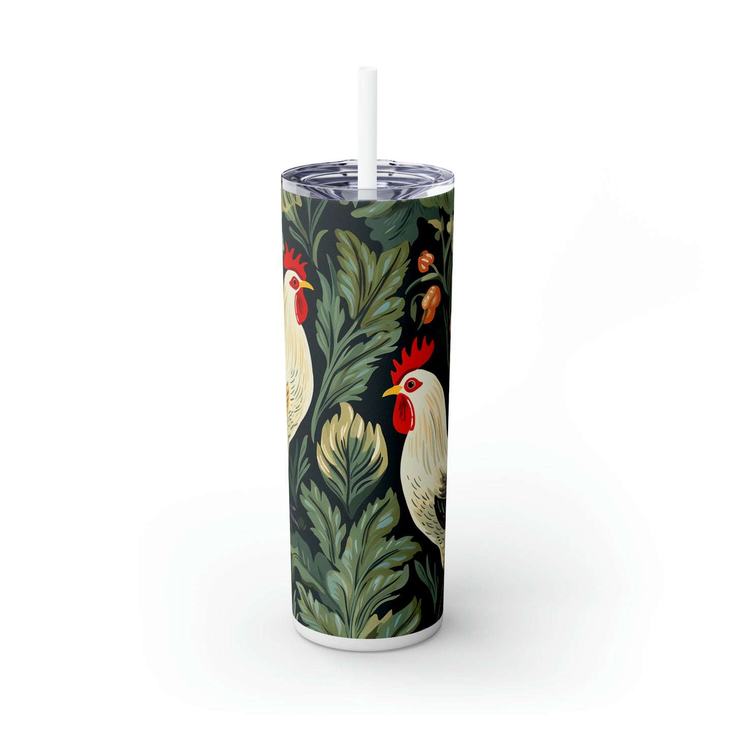 Skinny Tumbler with Straw, 20oz, Rooster