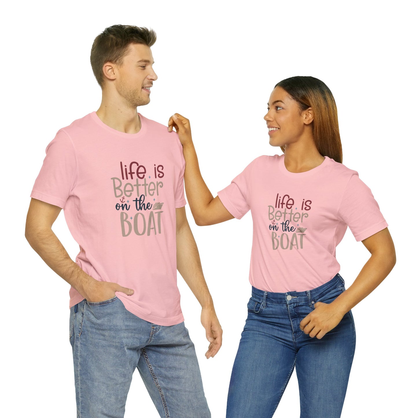 Unisex Adults Jersey Short Sleeve Tee, Cruise Tee, Life is Better on a Boat, 100% Cotton, Light Fabric 142 g/m²