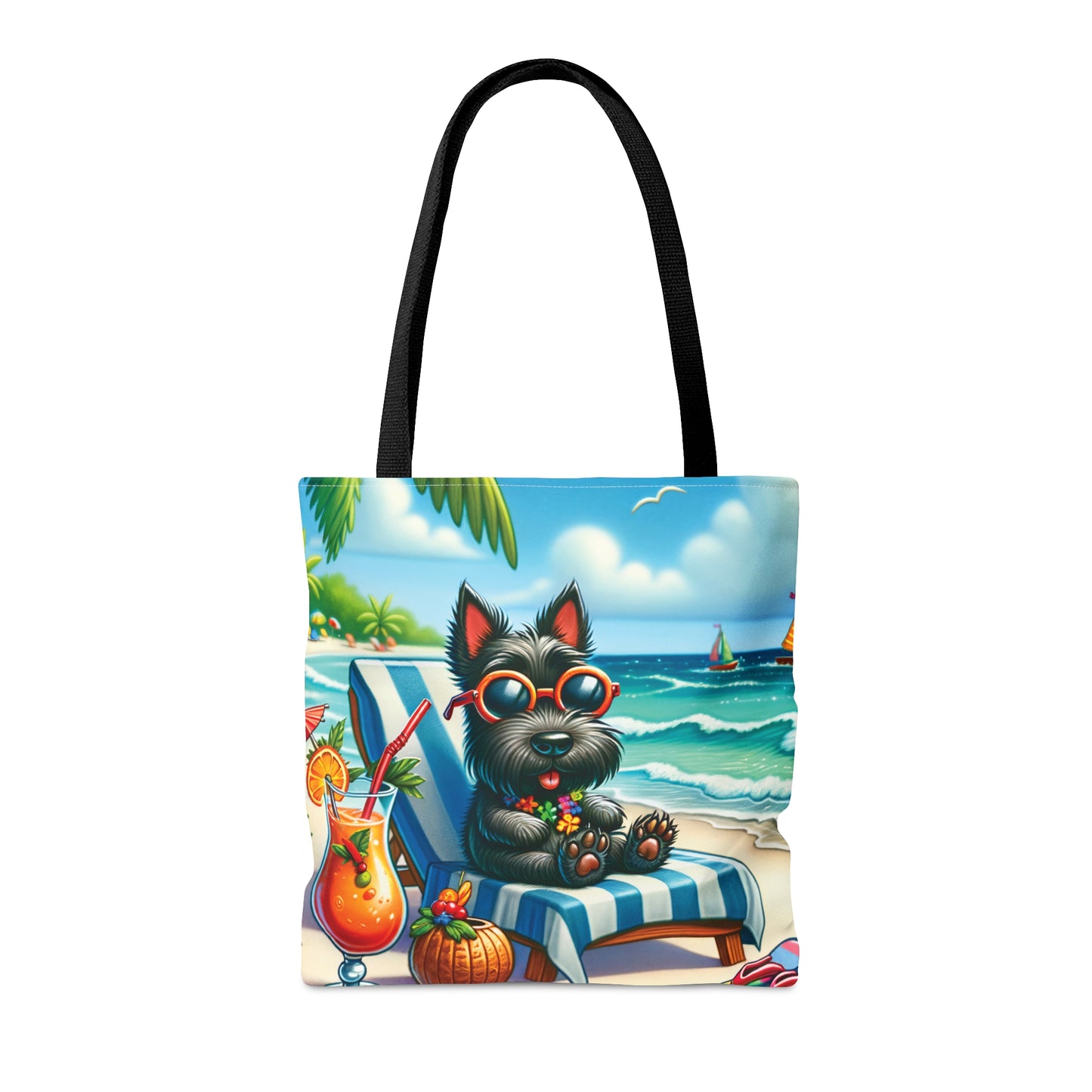 Tote Bag, Dog on Beach, Scottish Terrier, Tote bag, awd-1243