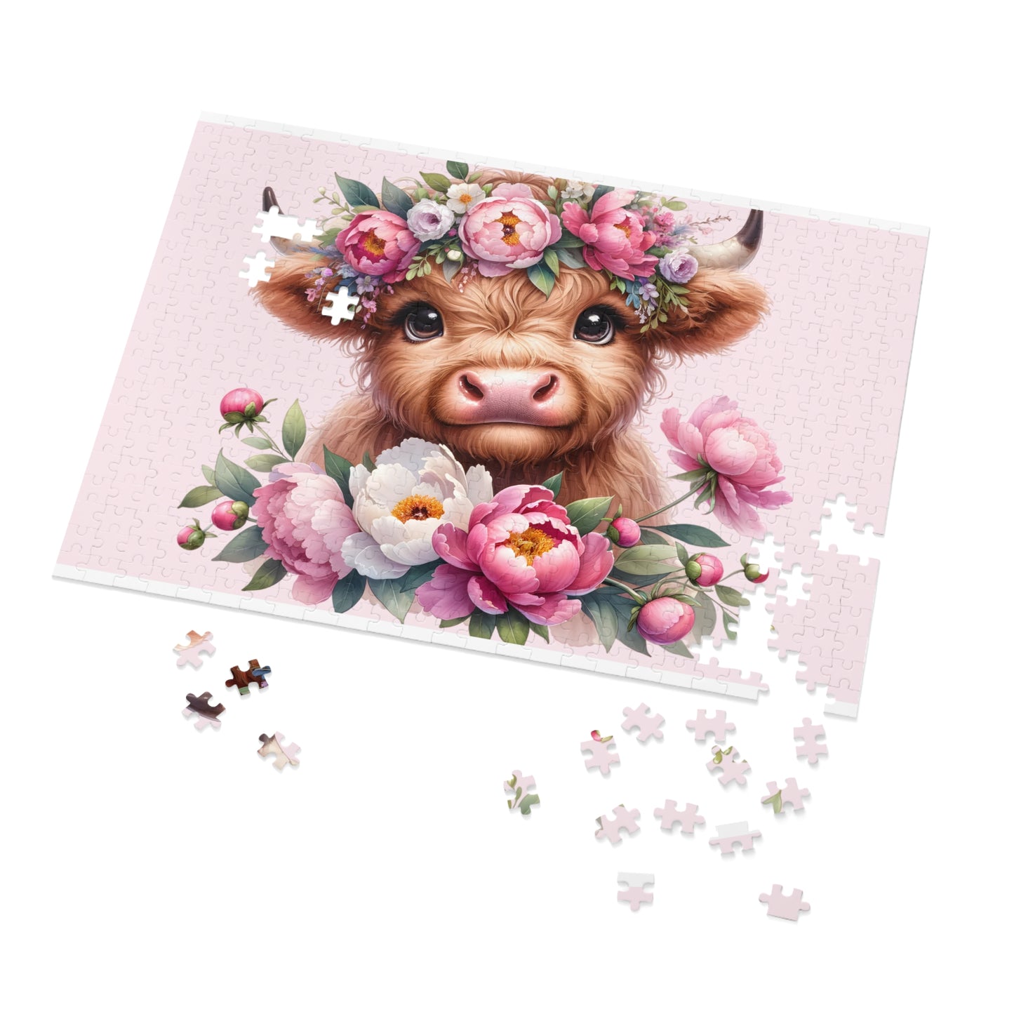 Jigsaw Puzzle, Highland Cow, Personalised/Non-Personalised (30, 110, 252, 500,1000-Piece)