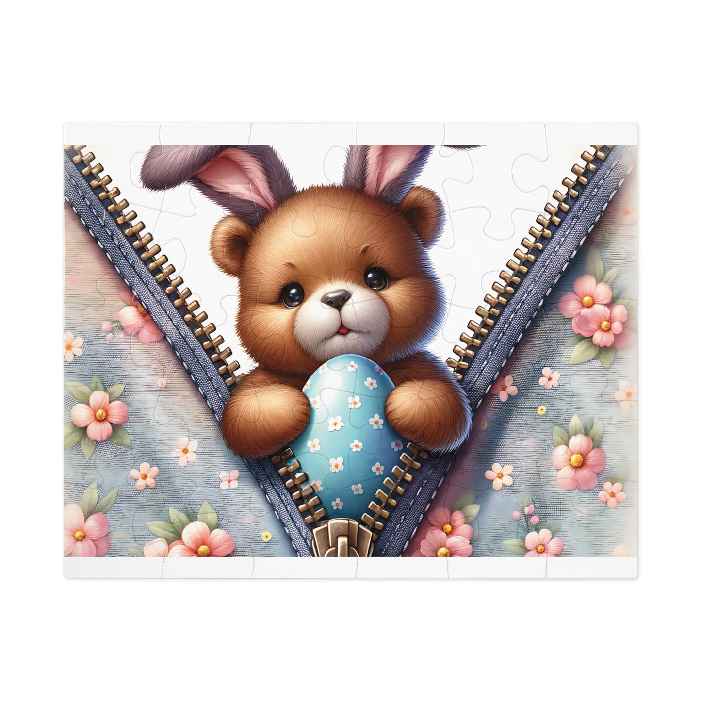 Jigsaw Puzzle, Easter, Bear with Bunny Ears, Personalised/Non-Personalised (30, 110, 252, 500,1000-Piece)