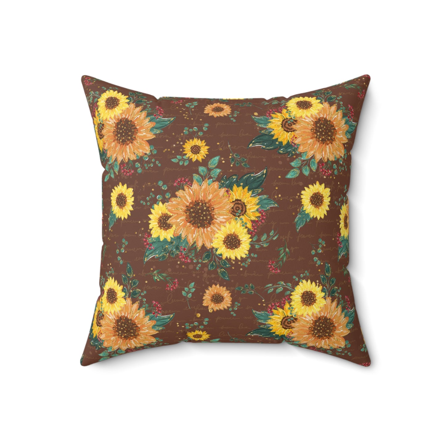 Spun Polyester Square Pillow, Sunflower Cushion, Floral Cushion