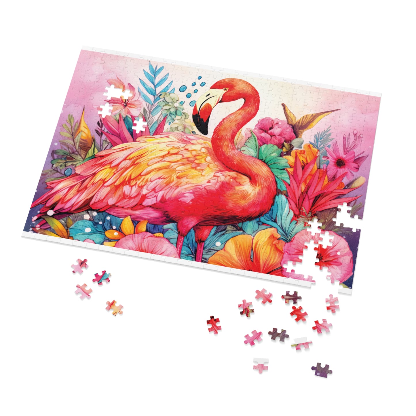 Jigsaw Puzzle, Flamingo, Personalised/Non-Personalised (30, 110, 252, 500,1000-Piece)