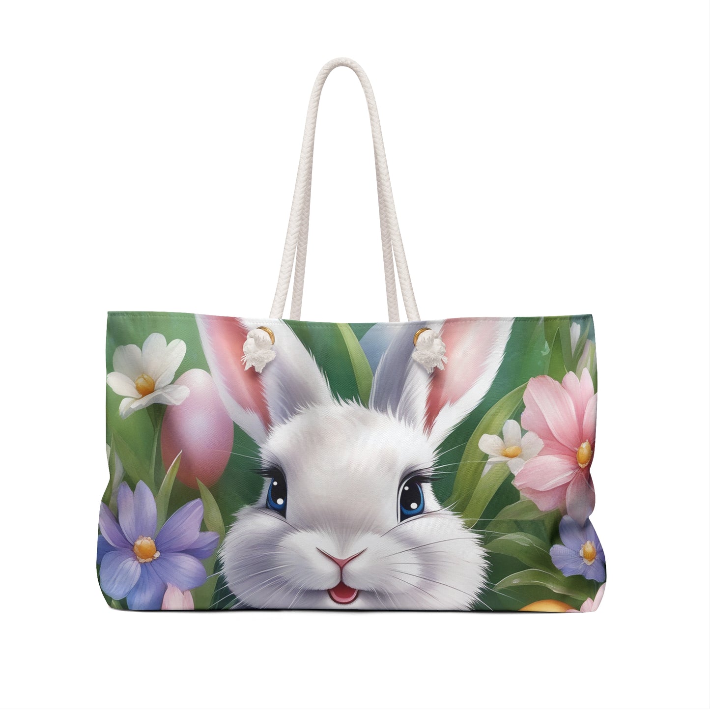 Personalised/Non-Personalised Weekender Bag, Easter Bunny, Rabbit Large Weekender Bag, Beach Bag, Book Bag