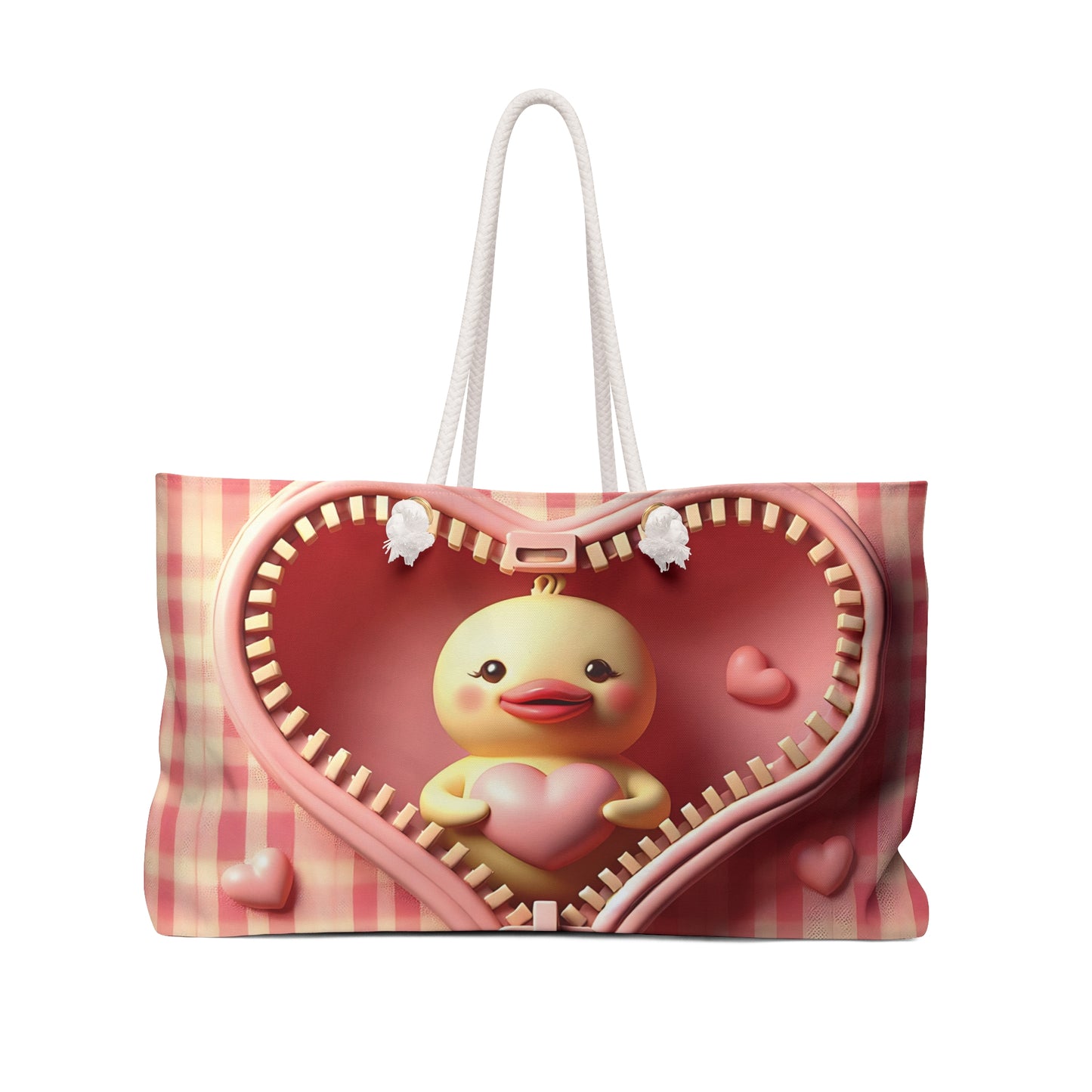 Personalised/Non-Personalised Weekender Bag, Cute Duck, Valentines Day, Large Weekender Bag, Beach Bag, Book Bag