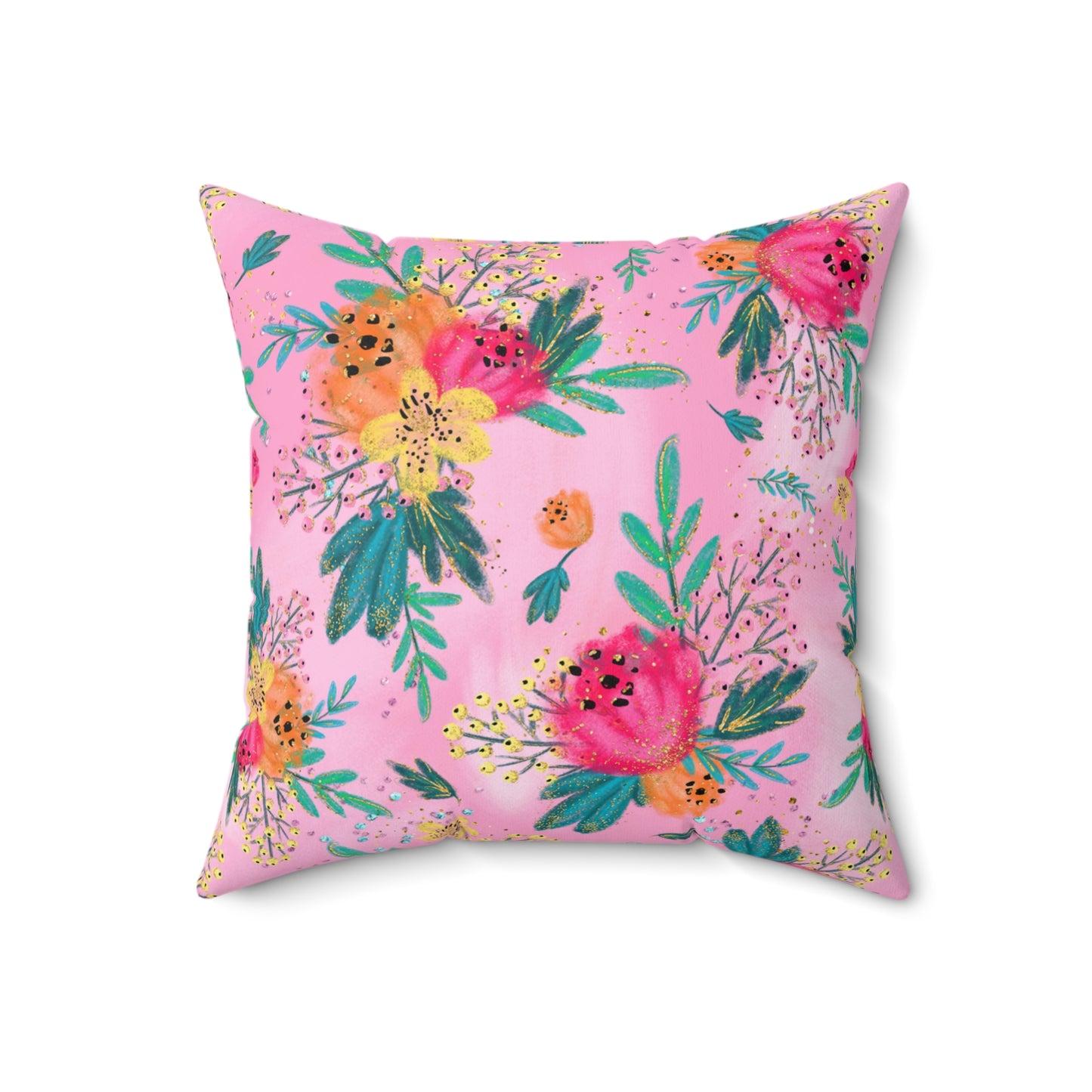 Spun Polyester Square Pillow, Australian Floral Cushion