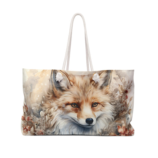 Personalised/Non-Personalised Weekender Bag, Vintage Fox, Large Weekender Bag, Beach Bag, Book Bag