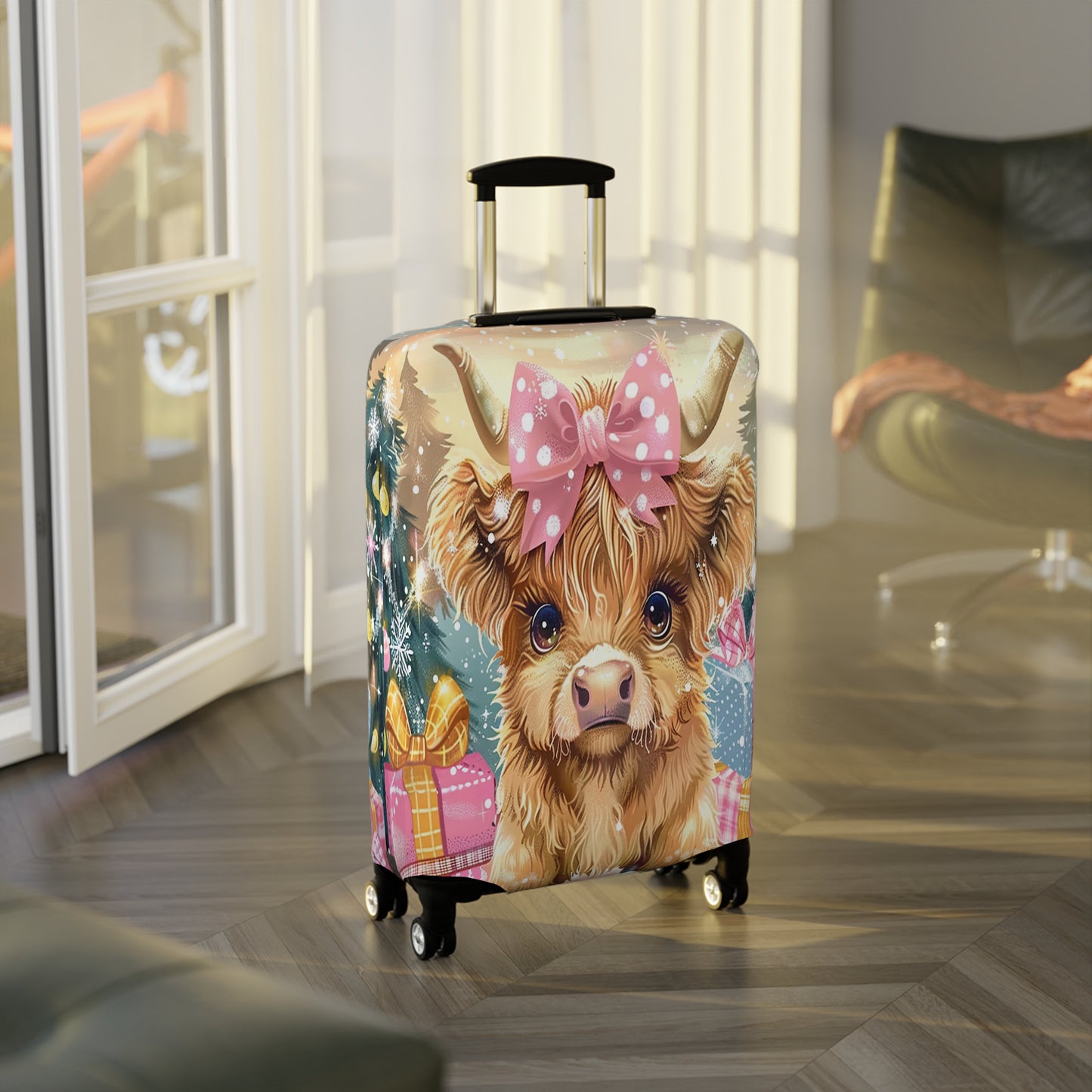 Luggage Cover, Christmas, Highland Cow, awd-3104