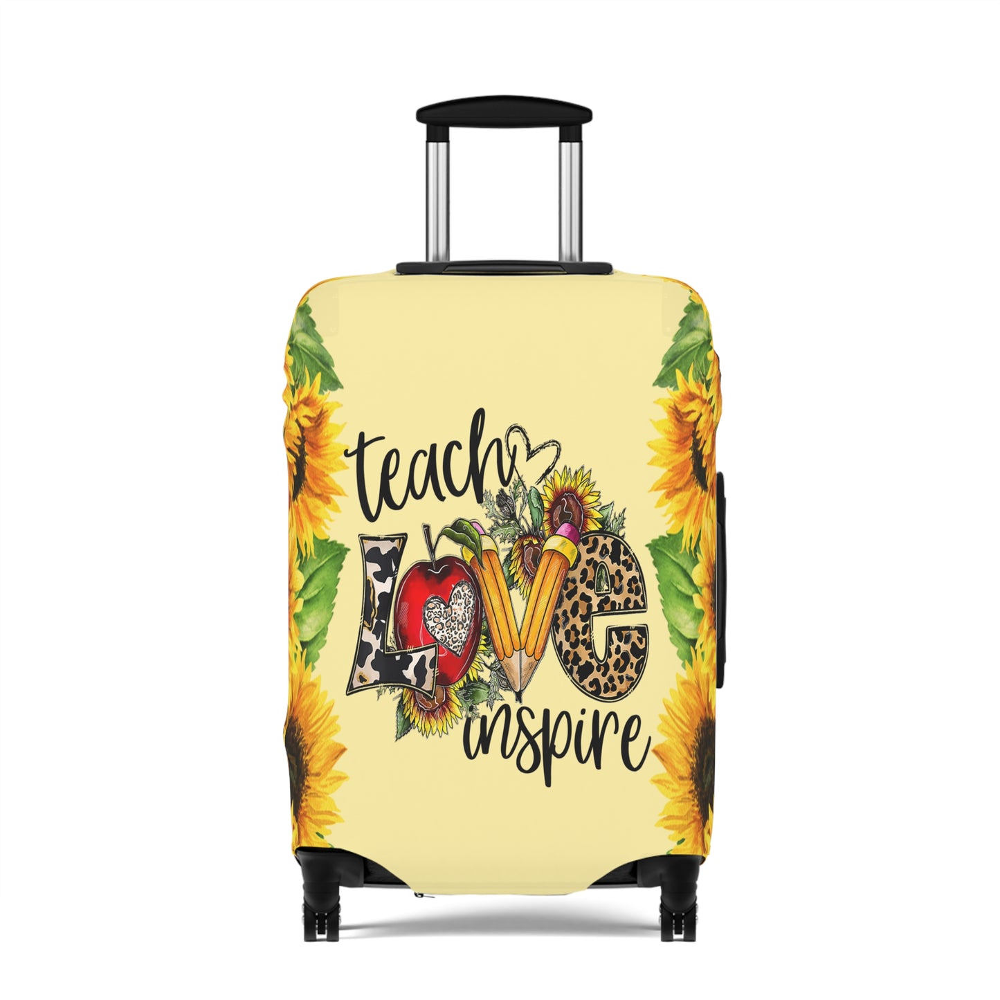 Luggage Cover, Teacher, Sunflowers, Teach, Love, Inspire, awd-1756