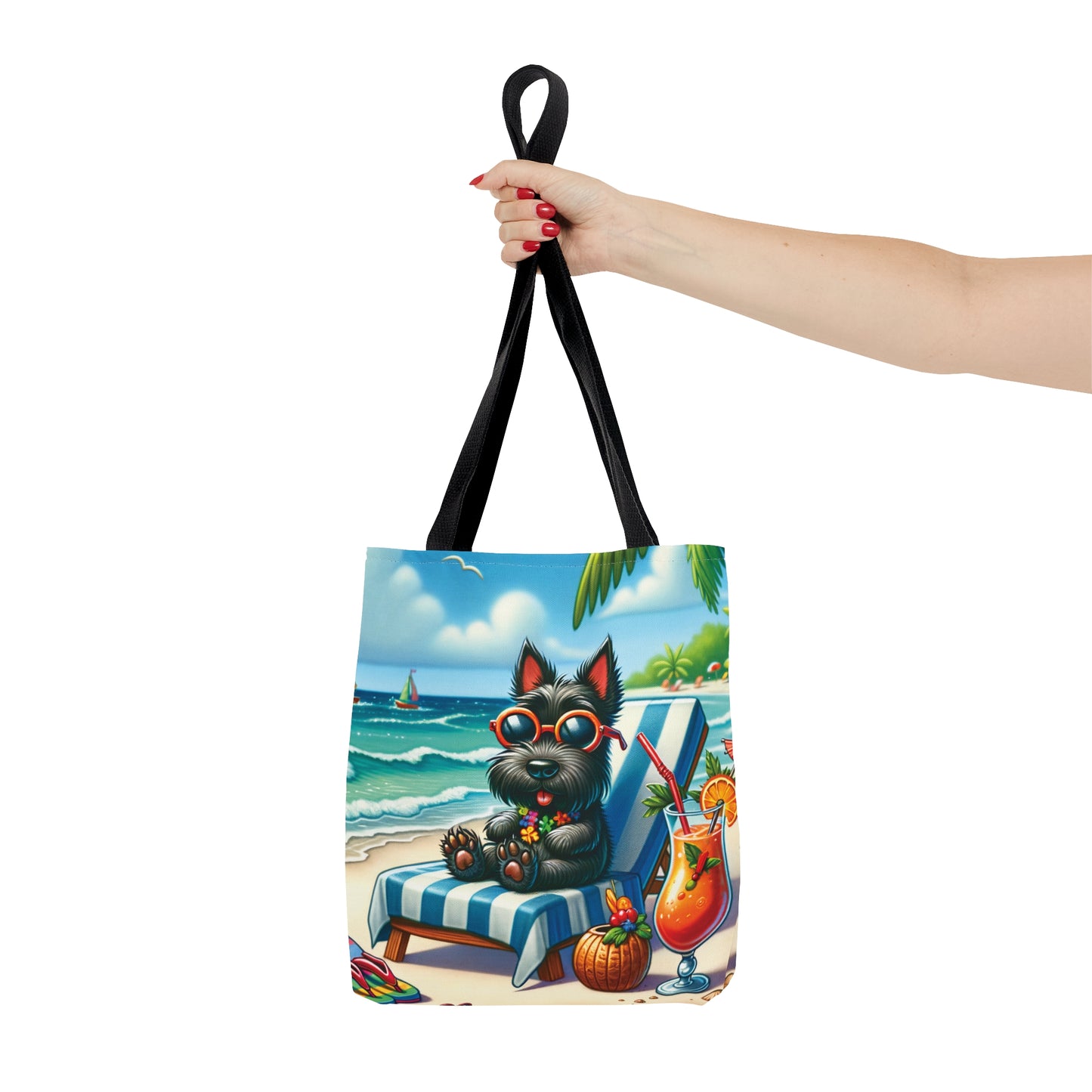 Tote Bag, Dog on Beach, Scottish Terrier, Tote bag, awd-1243