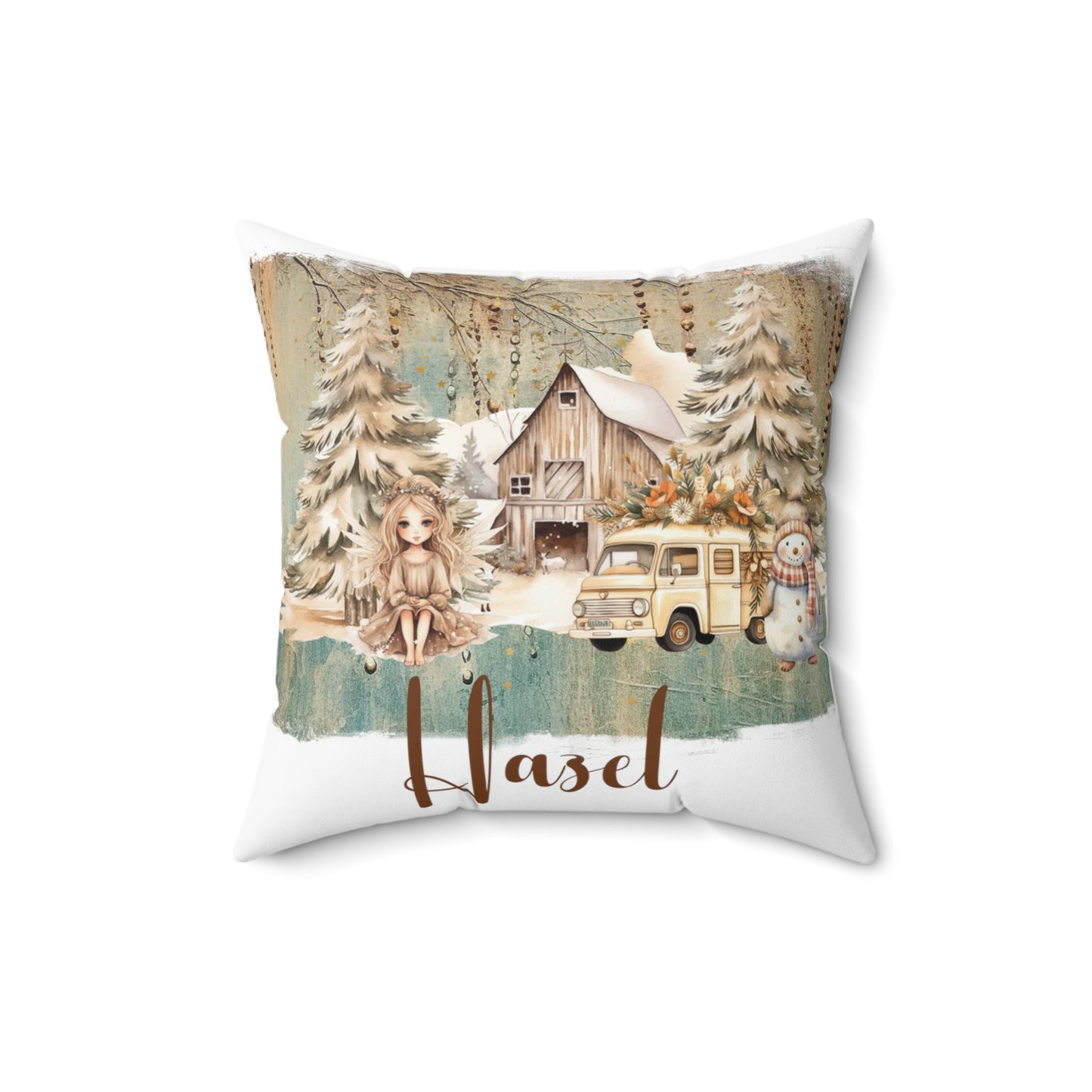 Personalised Boho Country Christmas Cushion, Polyester Square Cushion, Christmas cushion