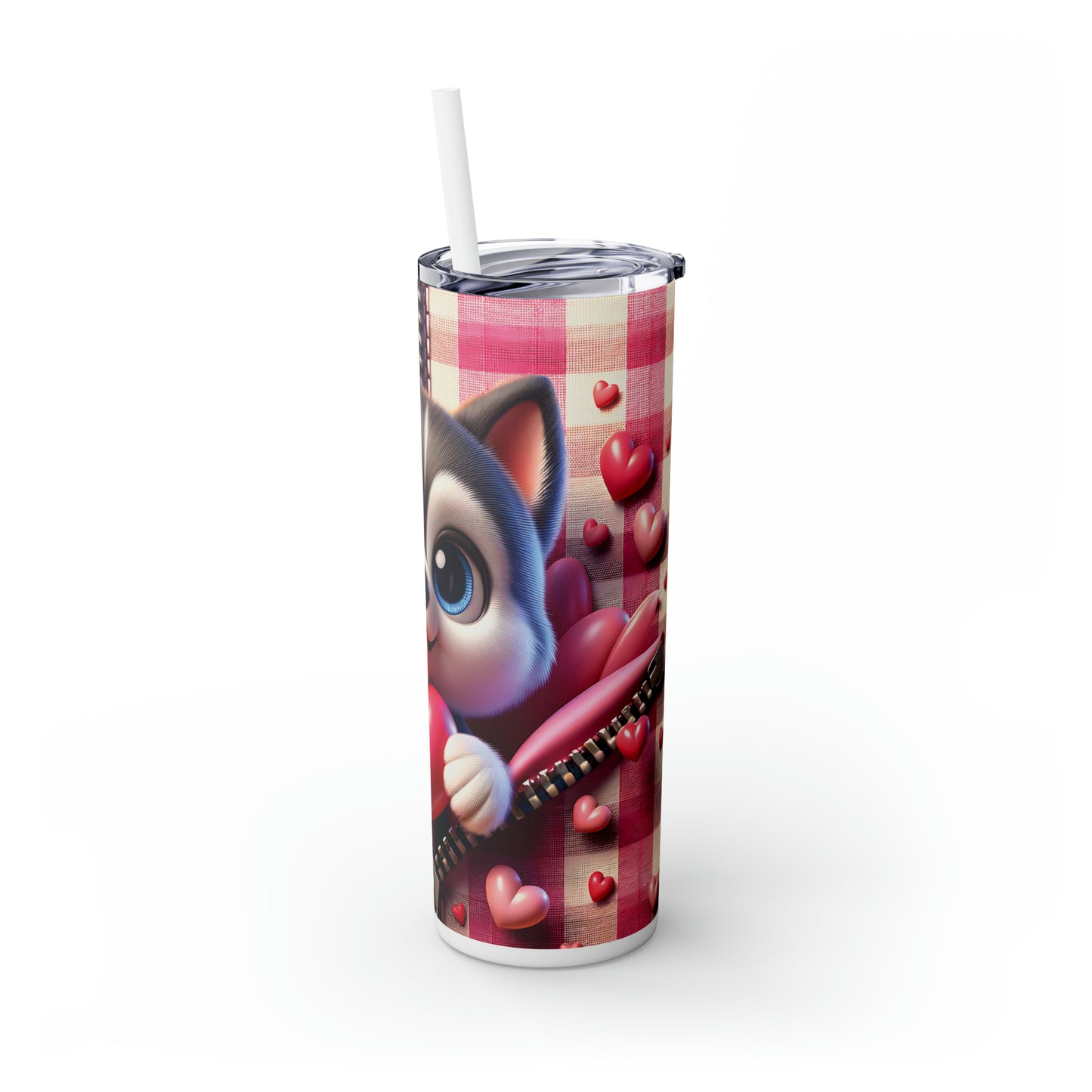 Skinny Tumbler with Straw, 20oz, Dog, Valentines Day, awd-1126