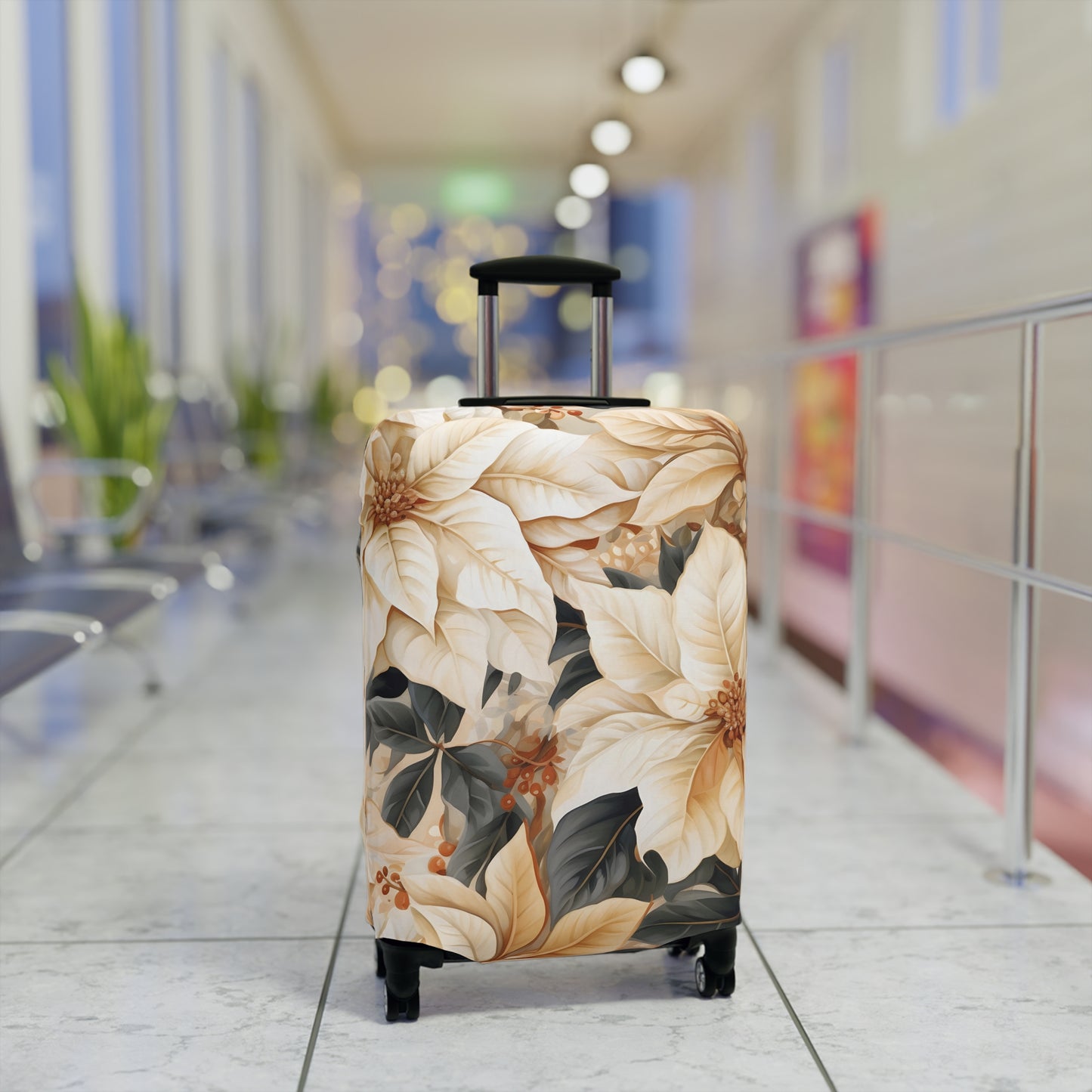 Luggage Cover, Cream Poinsettia