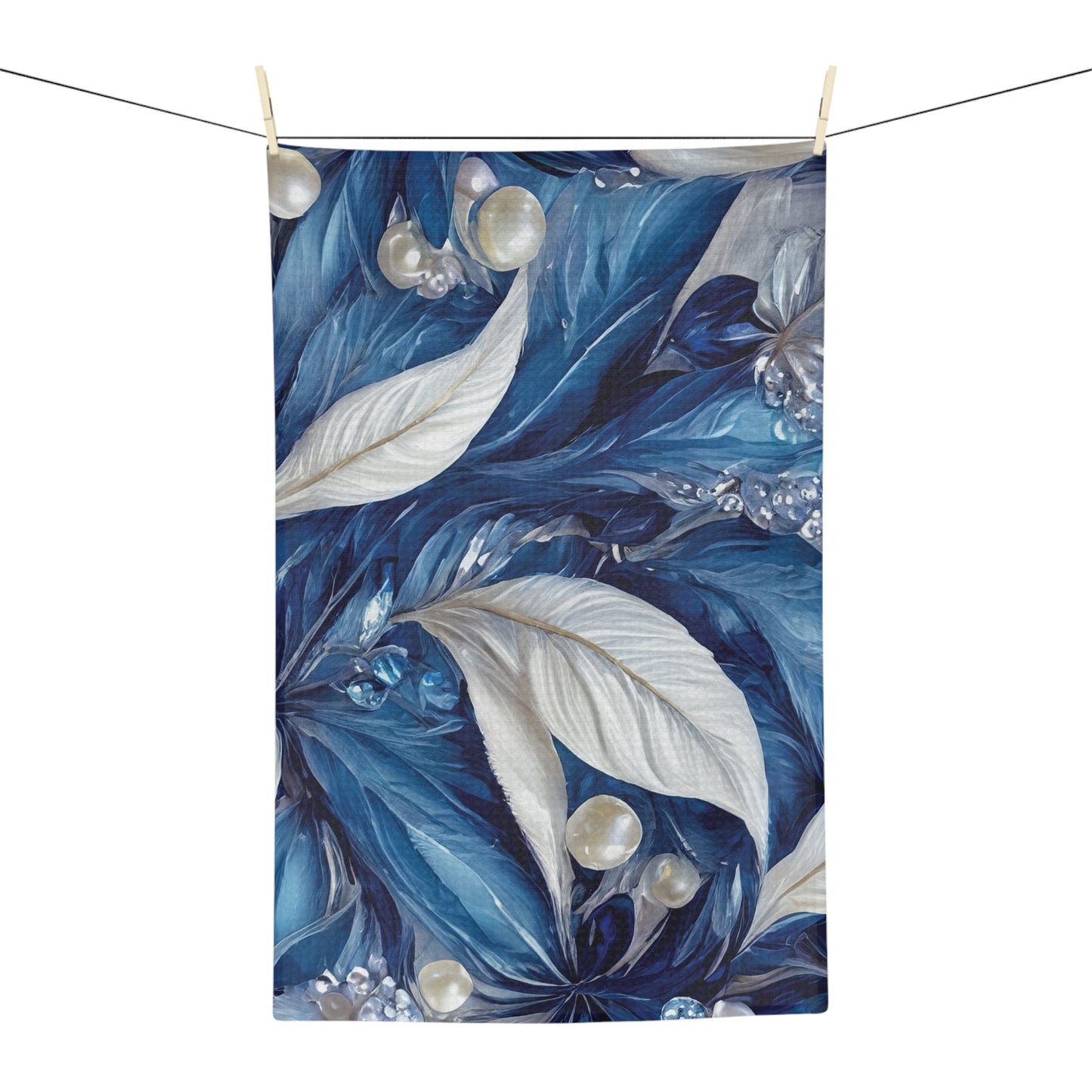 Microfiber Tea Towel, Blue Floral